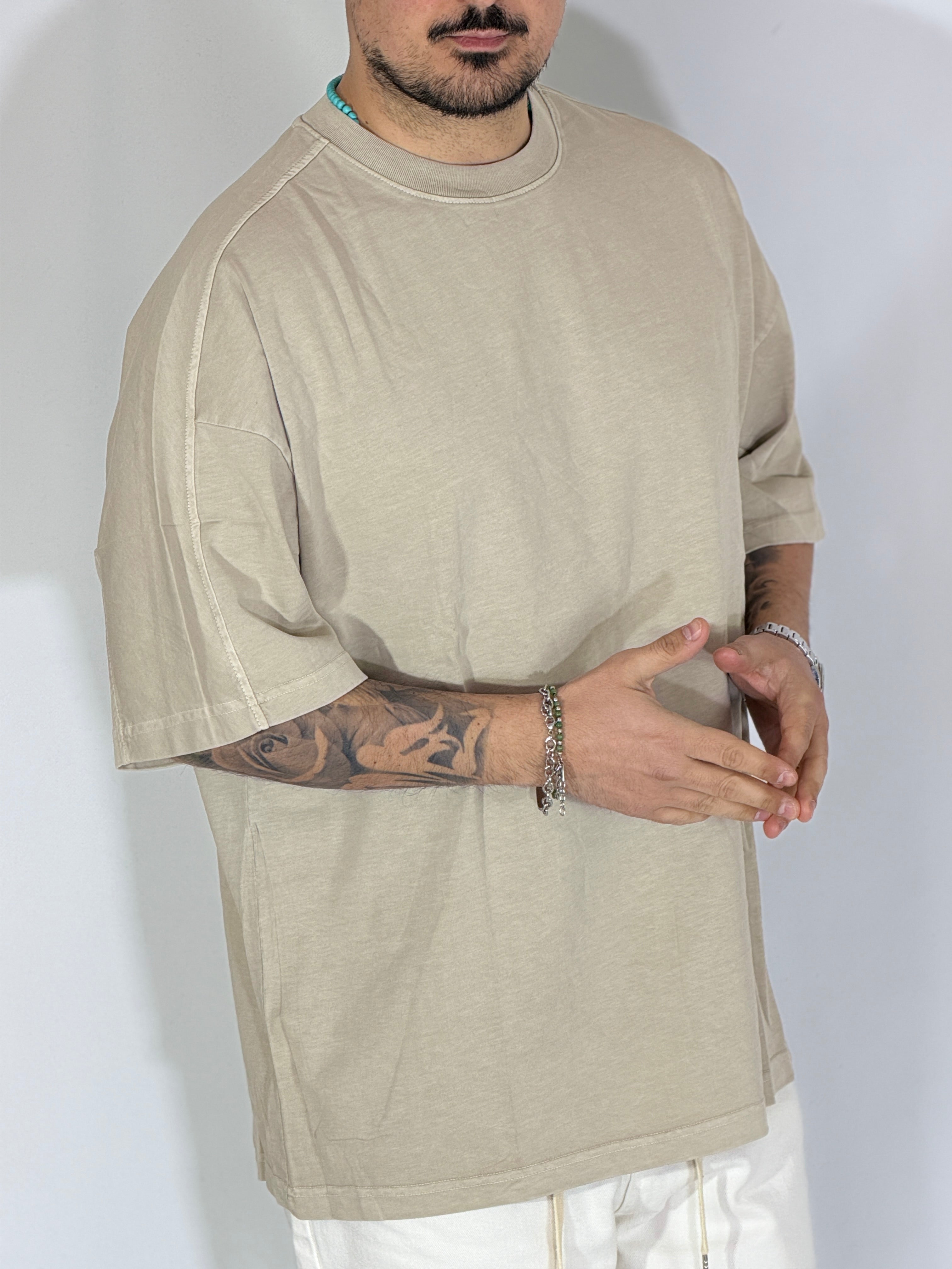 T-shirt fiammata beige 089G