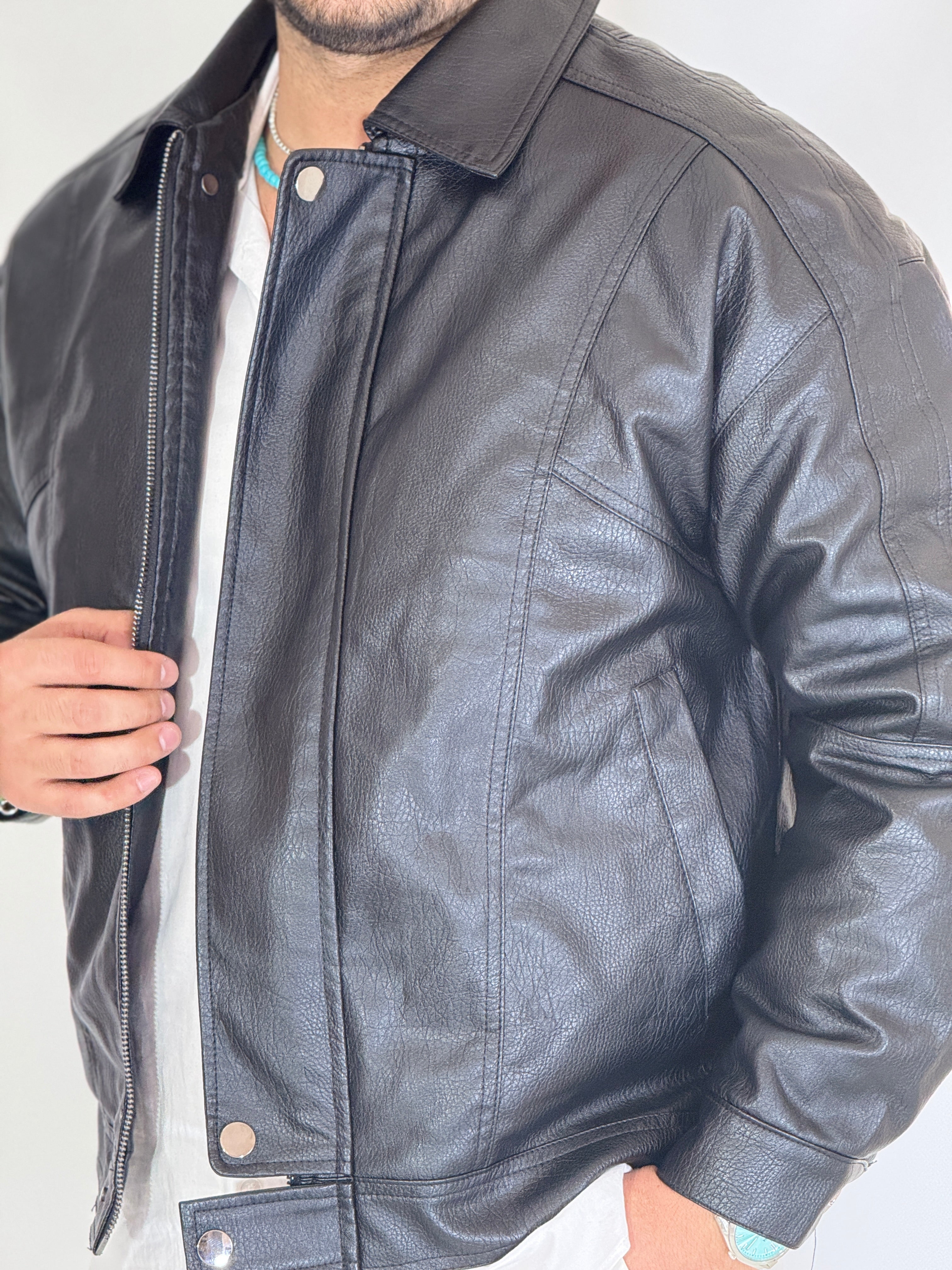 Giubbino eco-pelle nero 88510-9