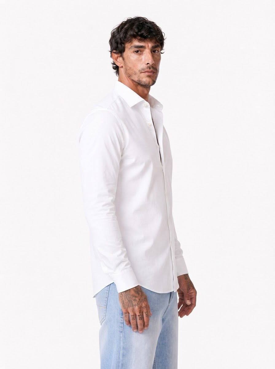 Camicia basic collo francese bianca F60