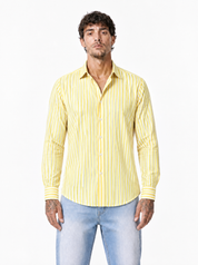Camicia cotone rigata gialla 601/BLK