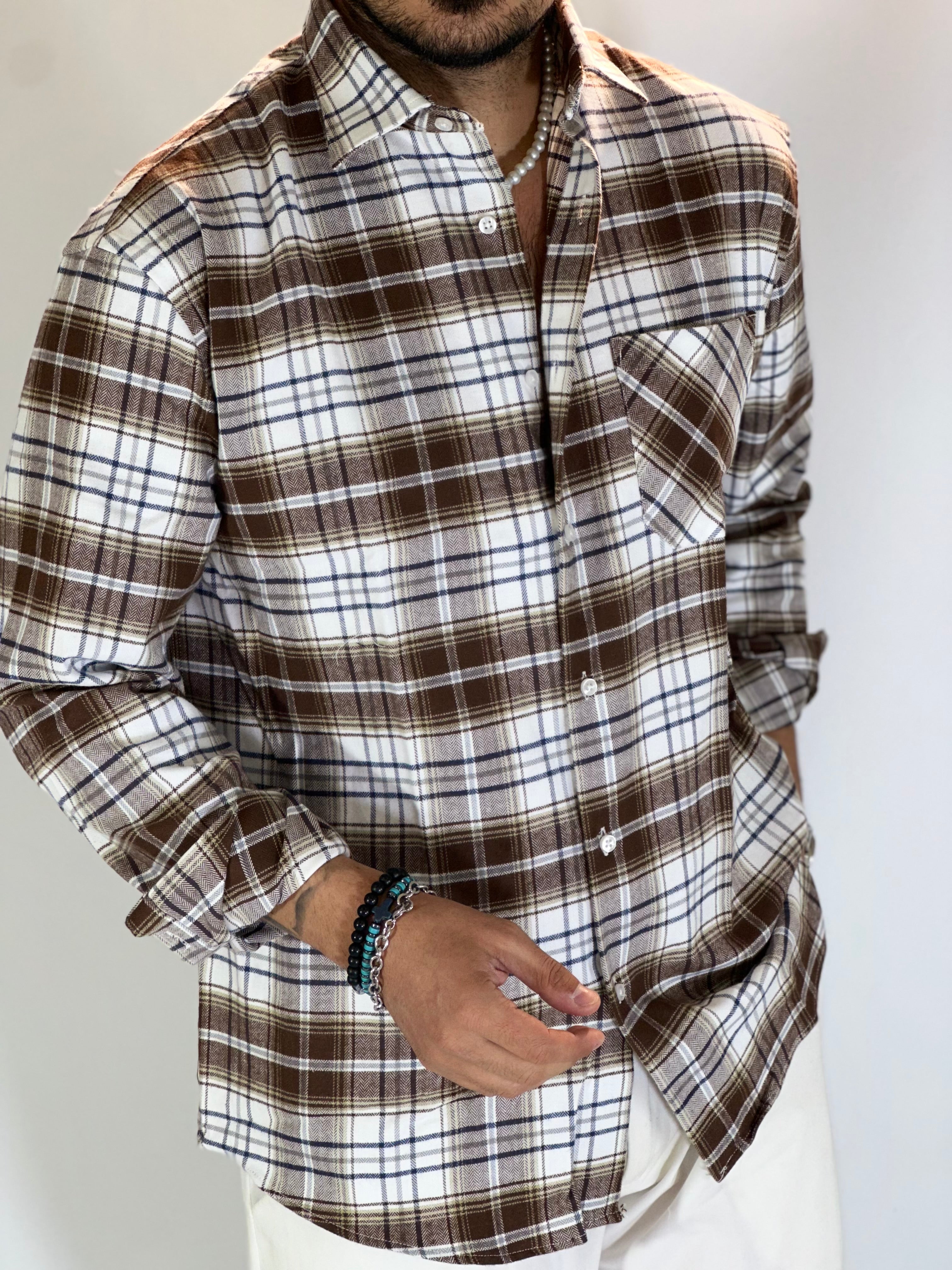 Camicia over flanella marrone DOLOMITI