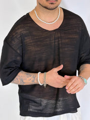 T-shirt scollata nera SHIBUYA