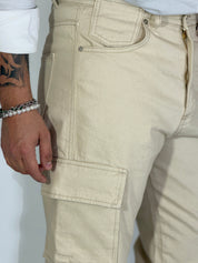 Pantalone loose fit cargo sabbia MALINDI