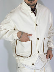 Giubbino con bandana cropped panna
