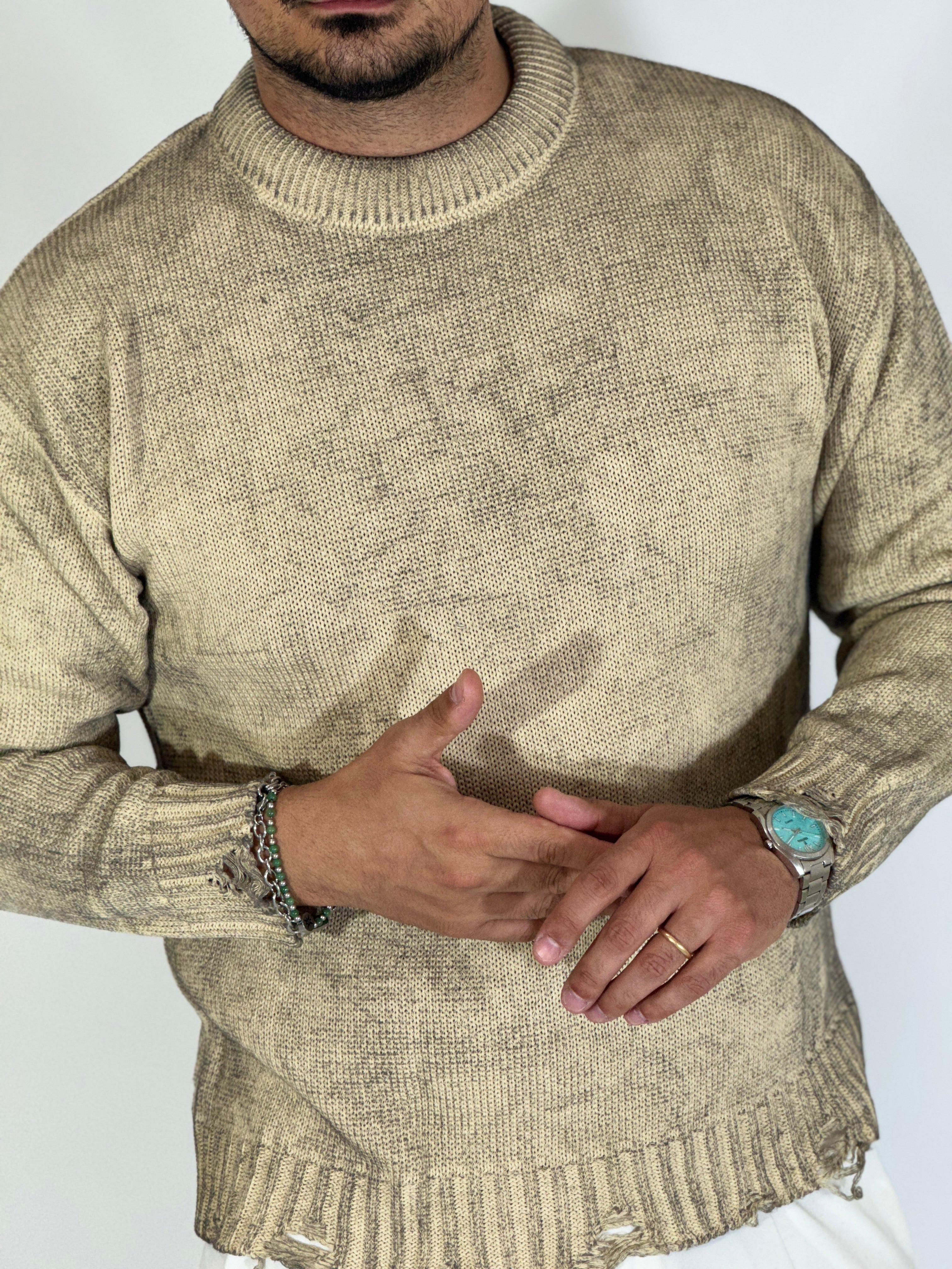 Maglione girocollo melange beige AD25010-12