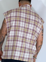Camicia smanicata quadri moro AD1763