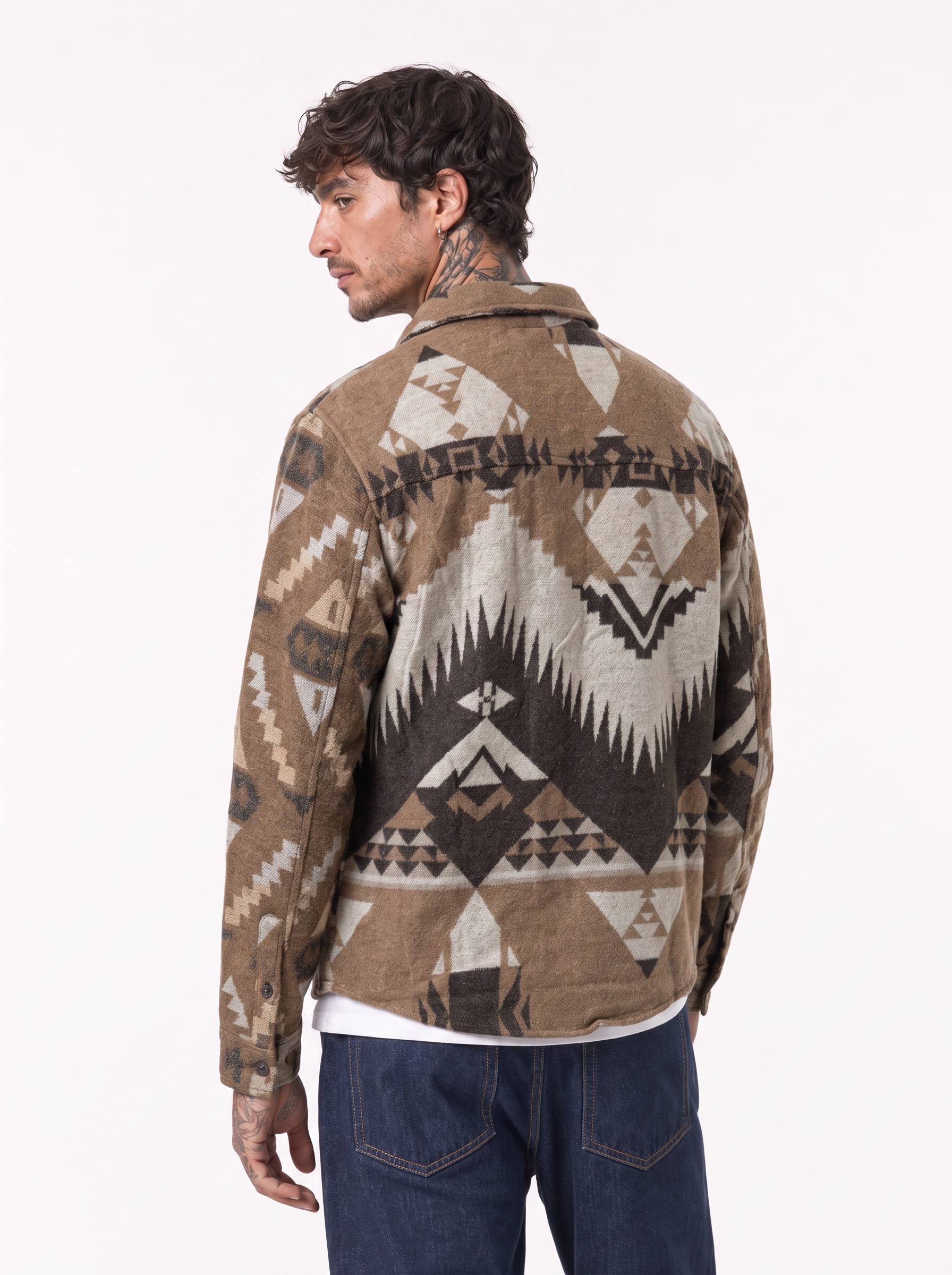Giacca in pile azteca camel 7789