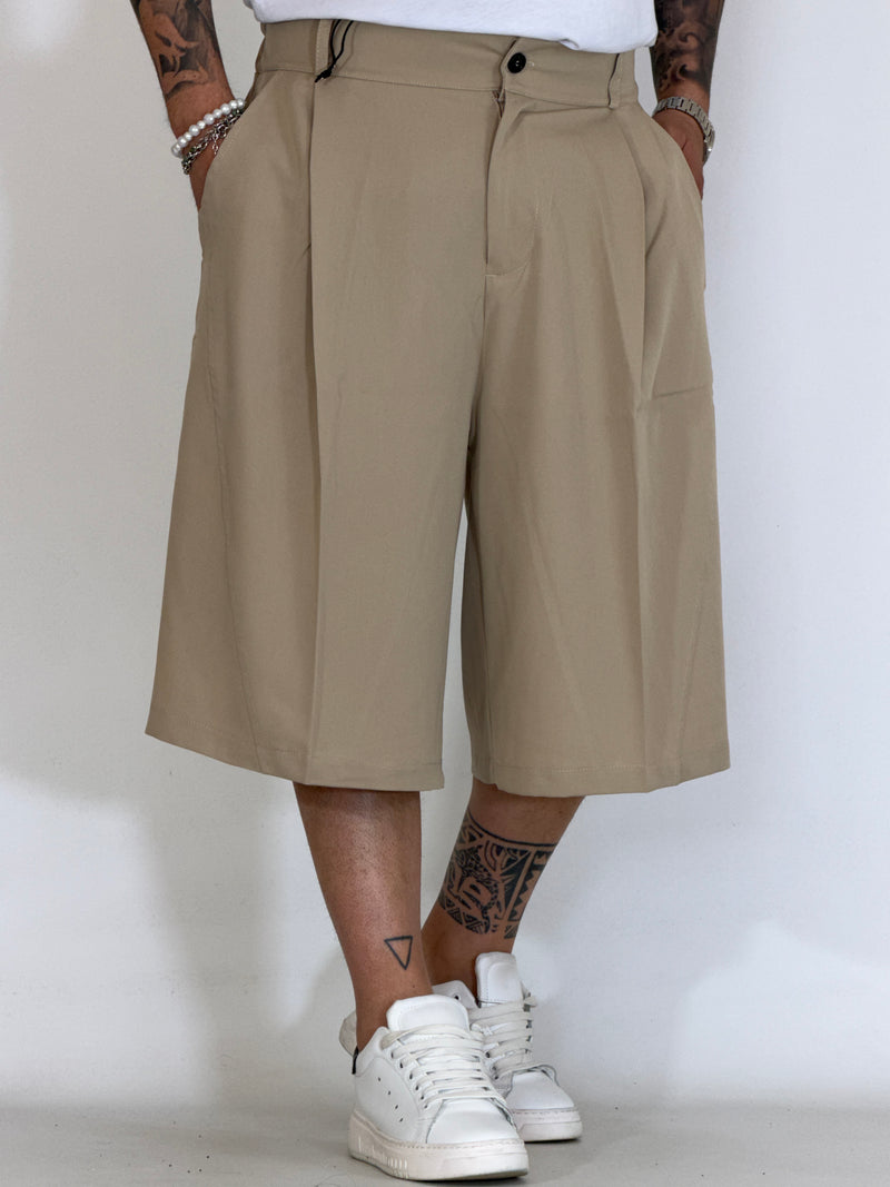 Bermudone con pinces beige OSAKA
