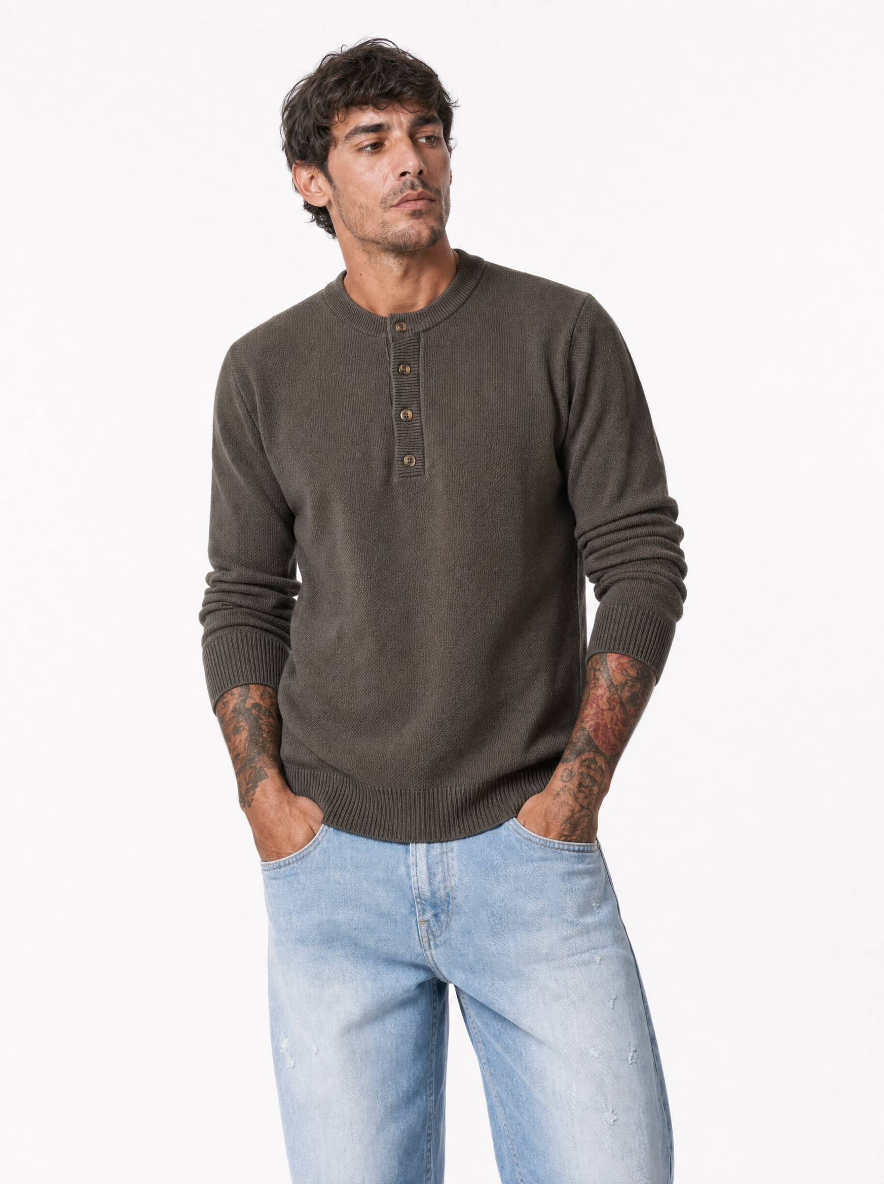 Maglia serafino marrone AD25944/2