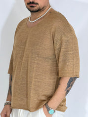 T-shirt scollata cammello SHIBUYA