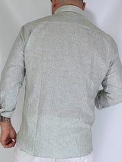 Camicia millerighe migliaccio lino verde POSITANO