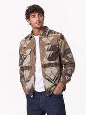 Giacca in pile azteca camel 7789