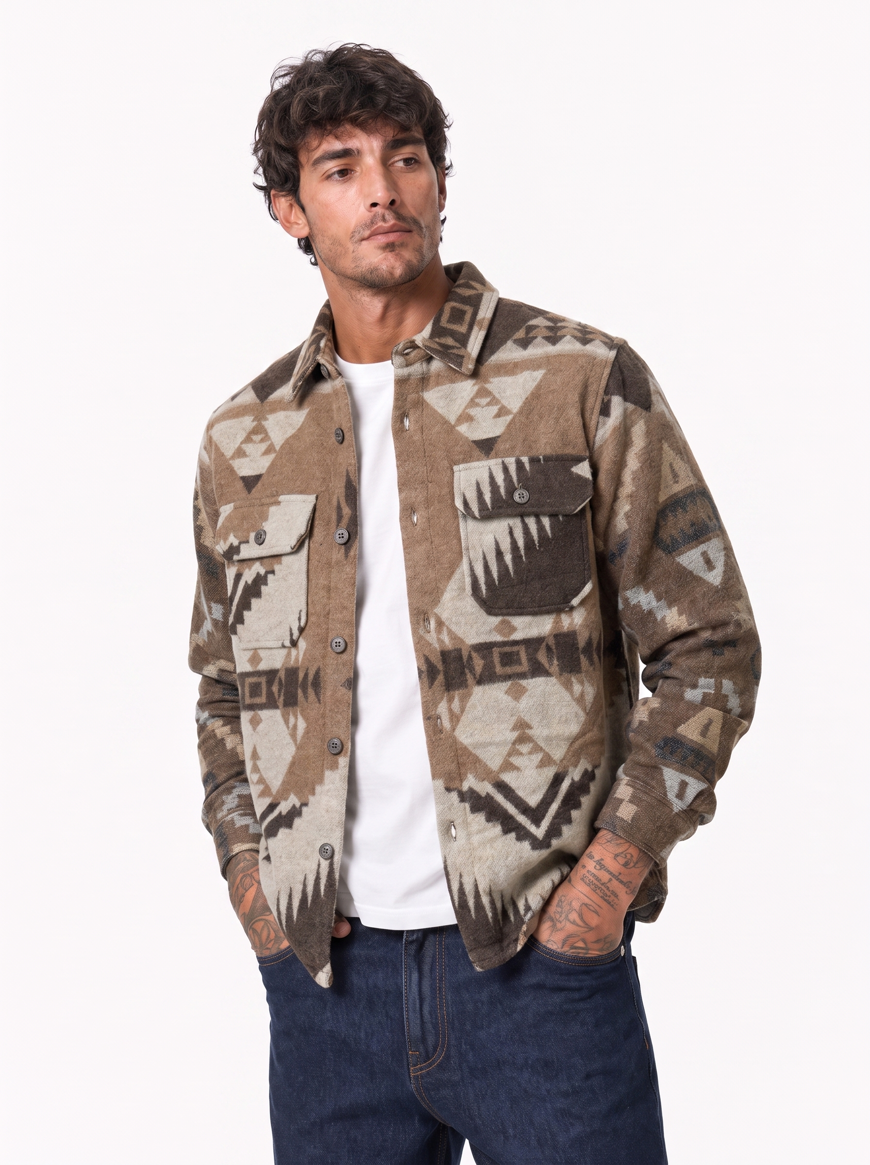 Giacca in pile azteca camel 7789