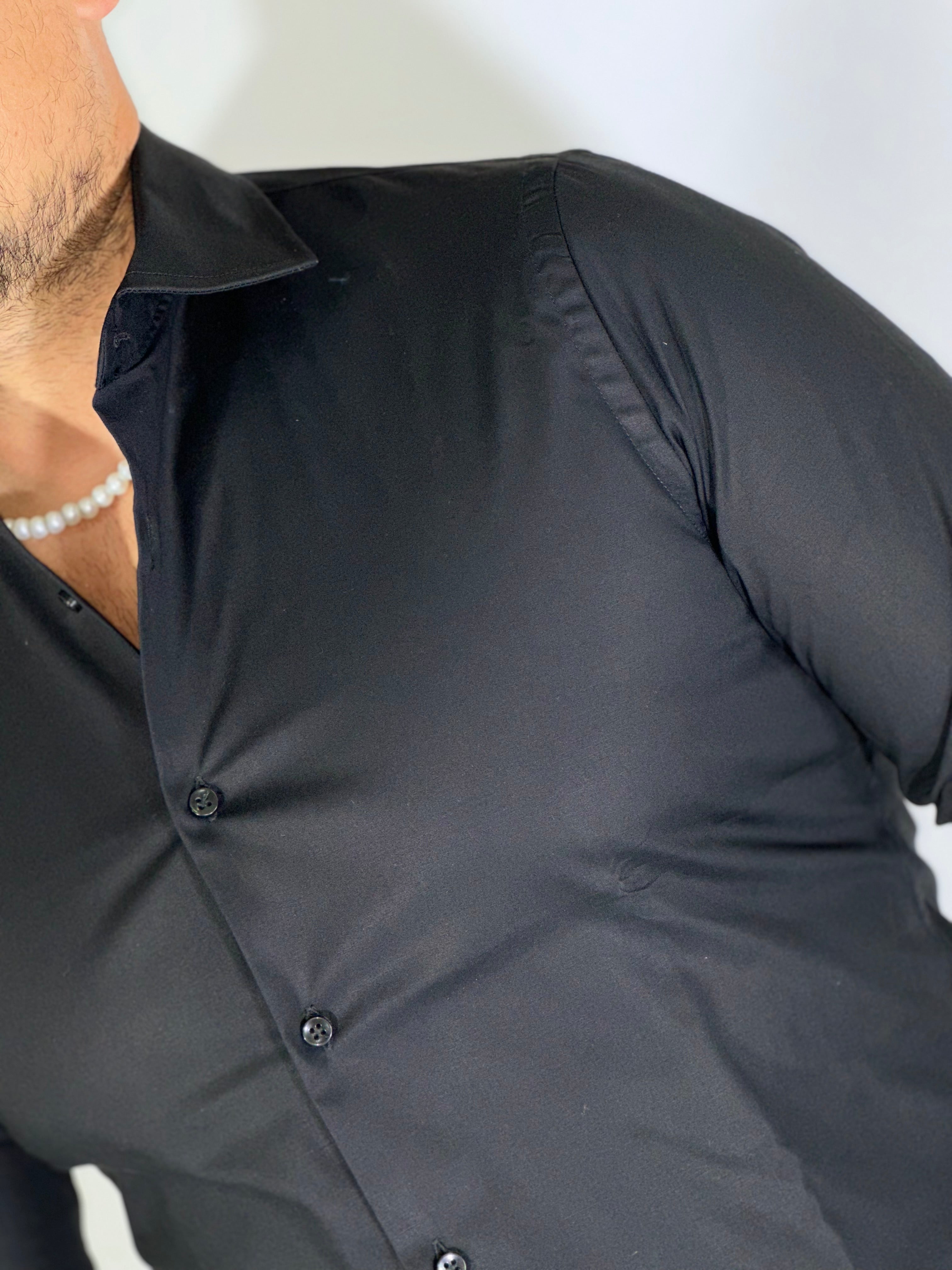 Camicia cotone basic nera MIGLIACCIO