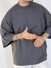 T-shirt over taglio vivo grigia HM834