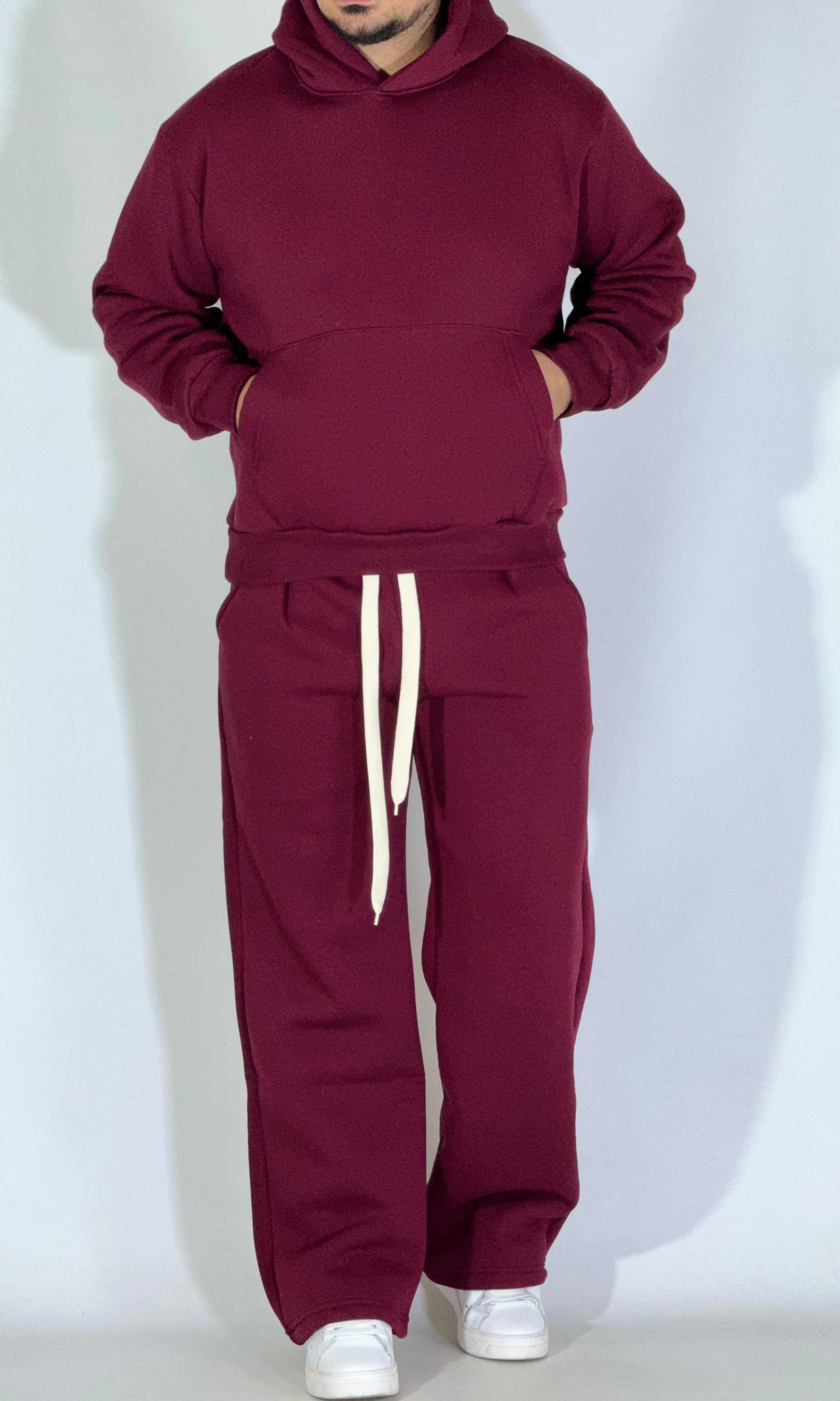 Completo tuta palazzo felpato bordeaux AD120