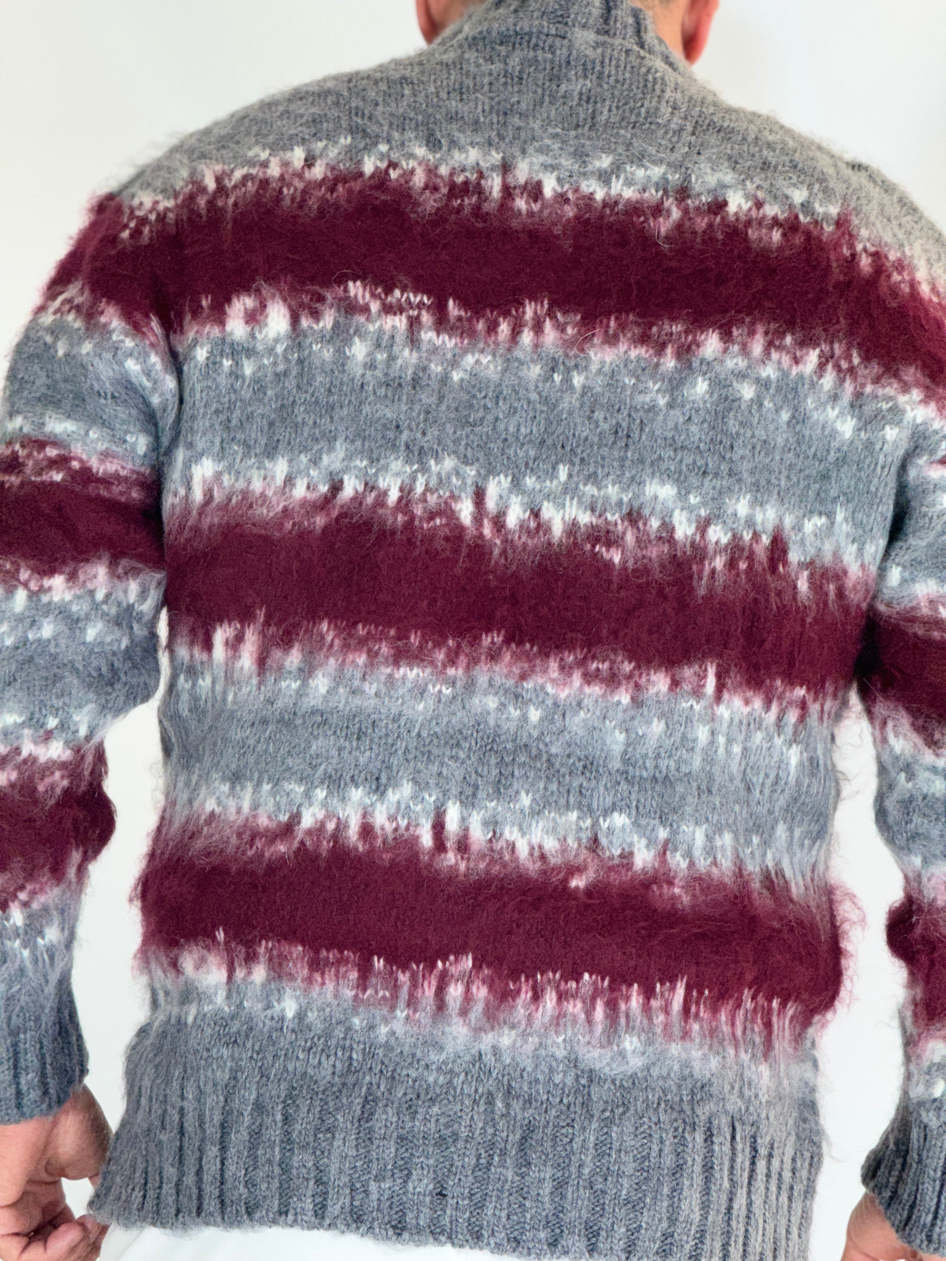 Maglione sheep grigio/bordeaux AD130