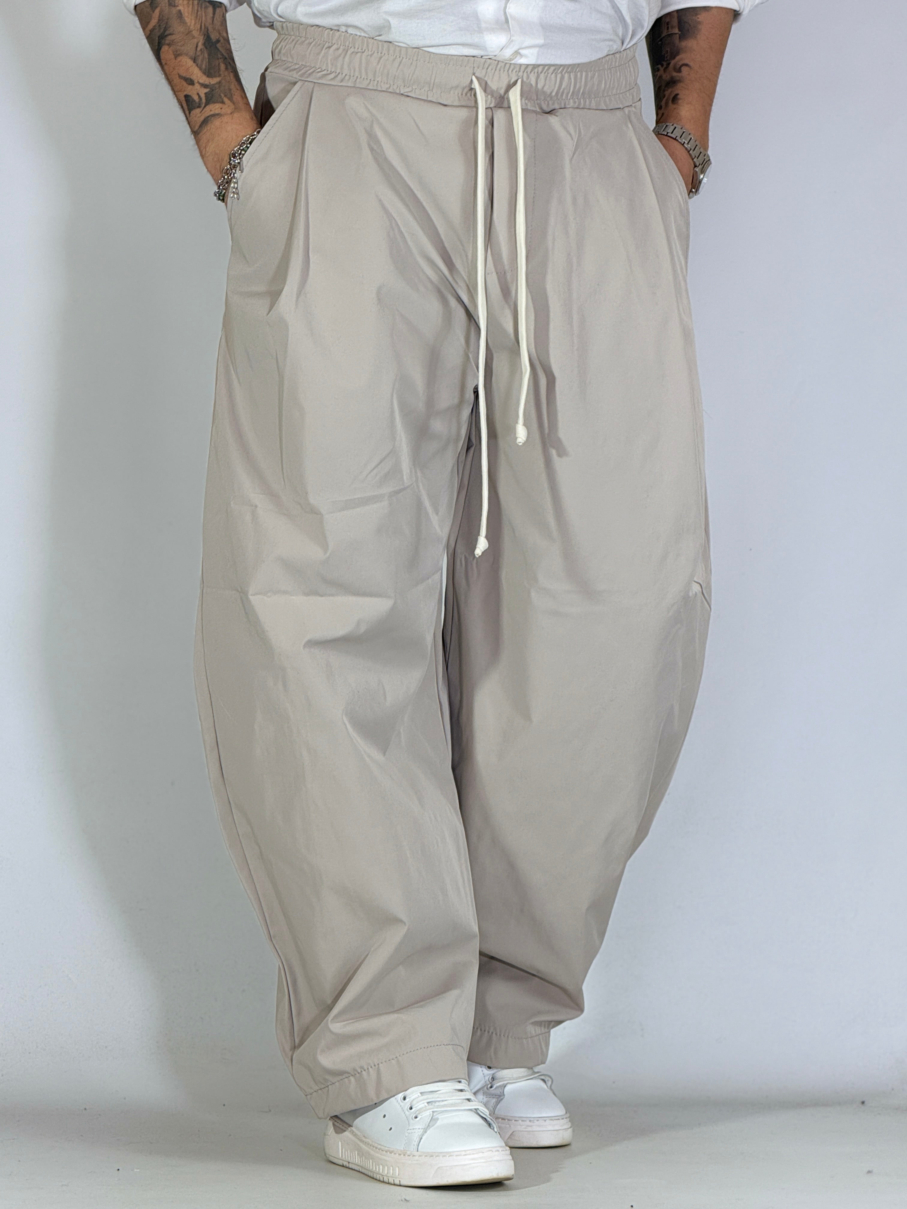 Pantalone extreme palazzo grigio chiaro BE155