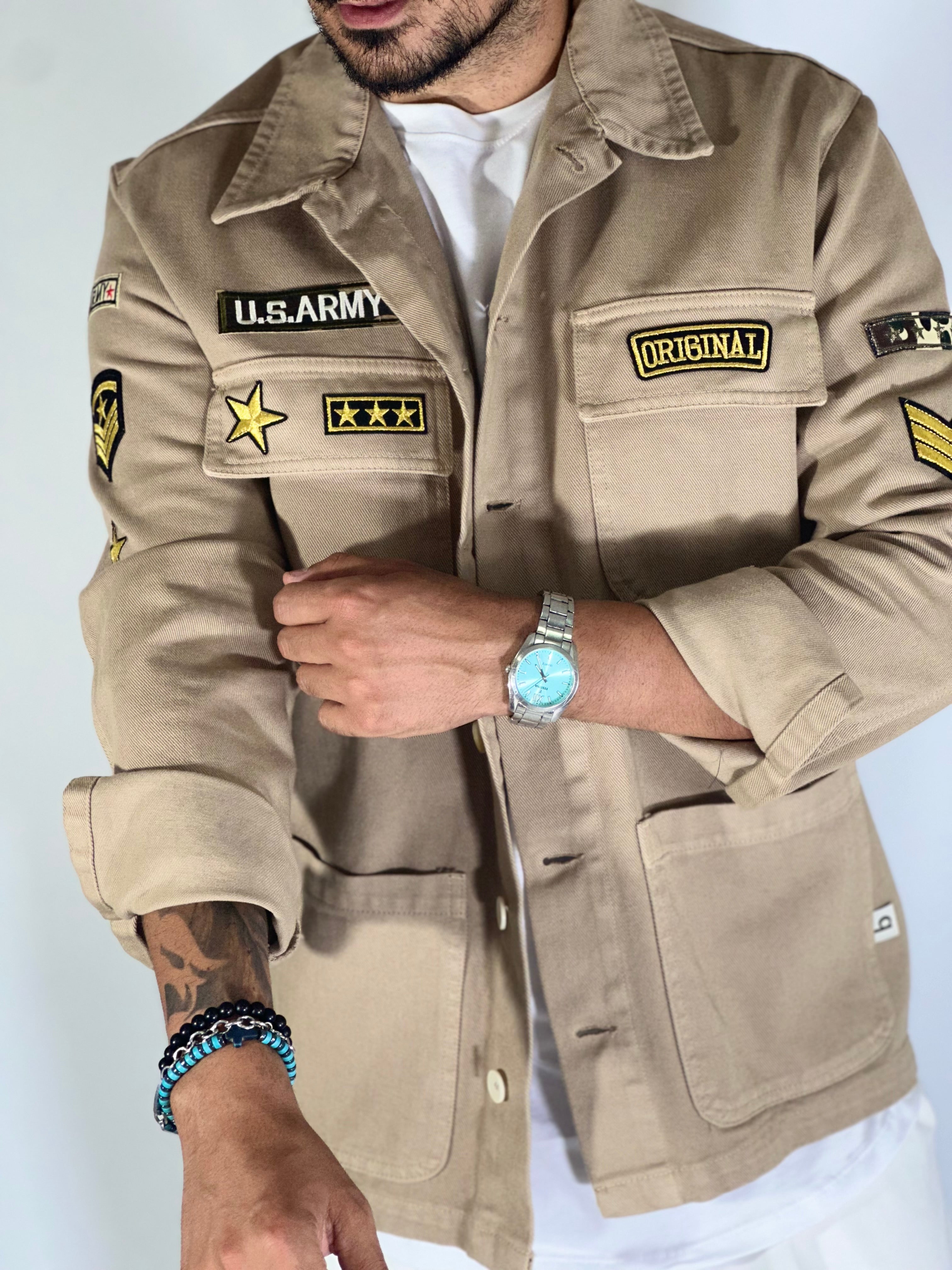 Camicione patch military beige BLKS40001