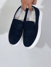 Mocassino casual camoscio BLU DR801