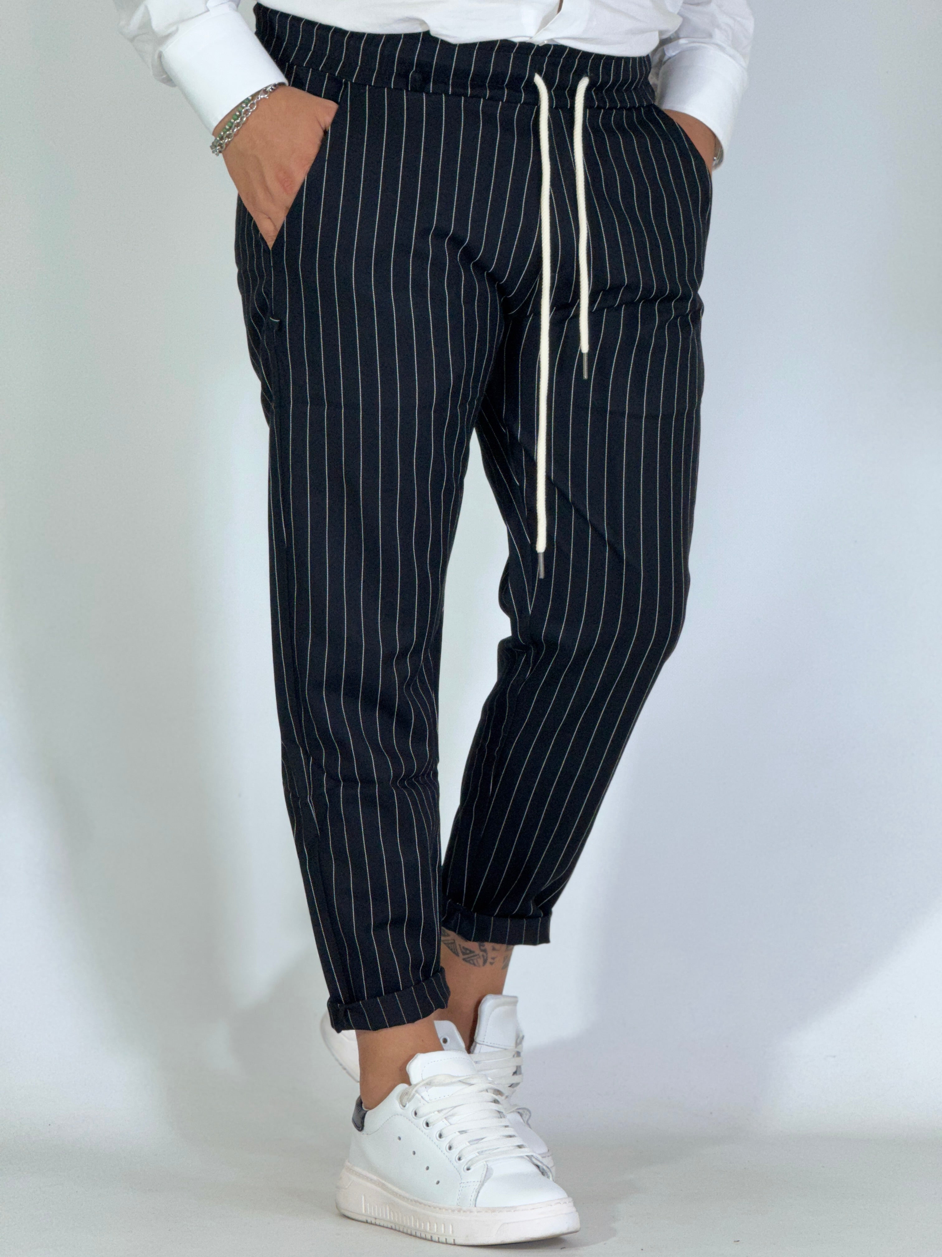 Pantalaccio gessato nero L500
