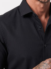 Camicia basic collo francese nera F60