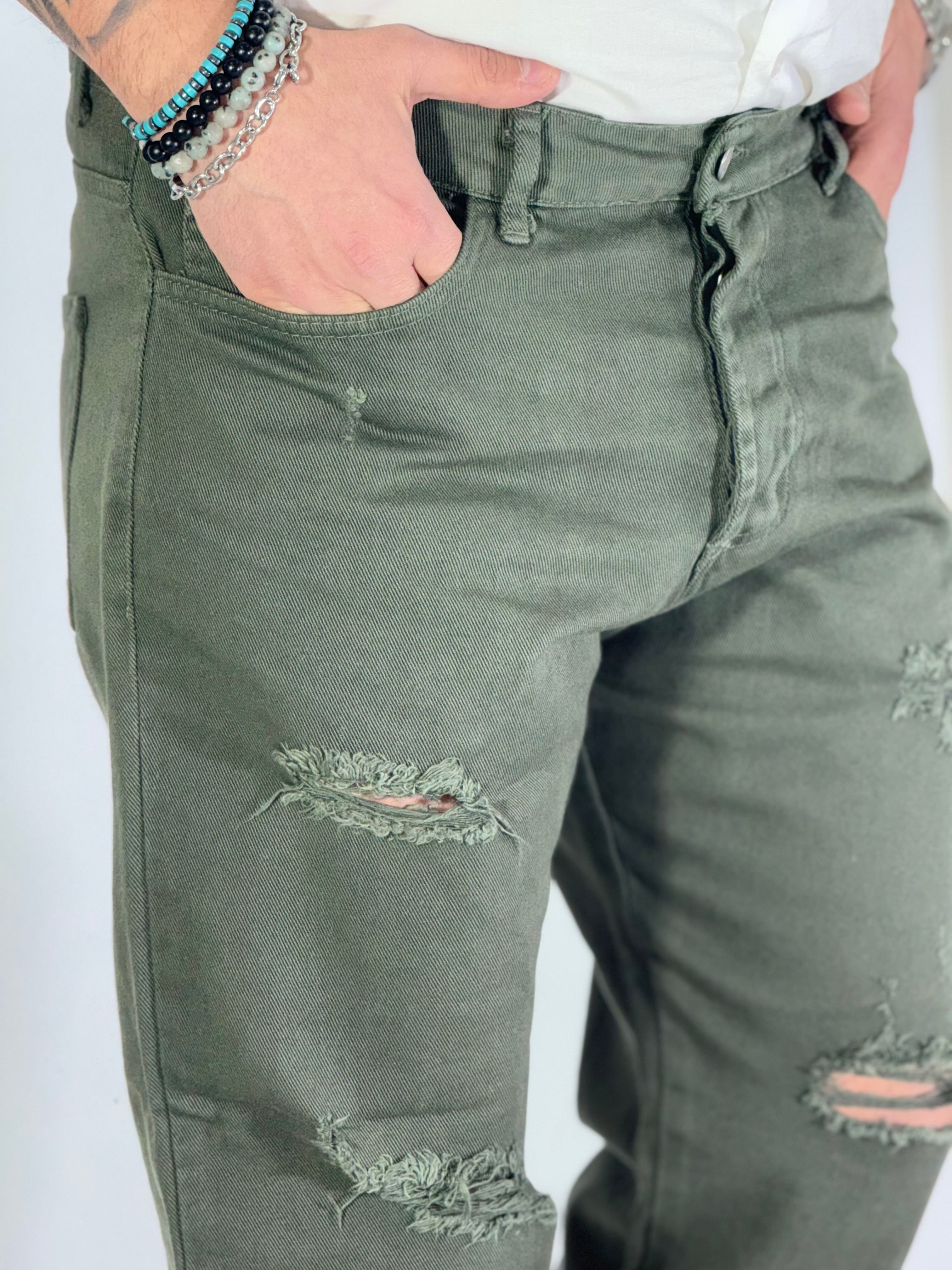 Pantalone loose fit verde CR2474