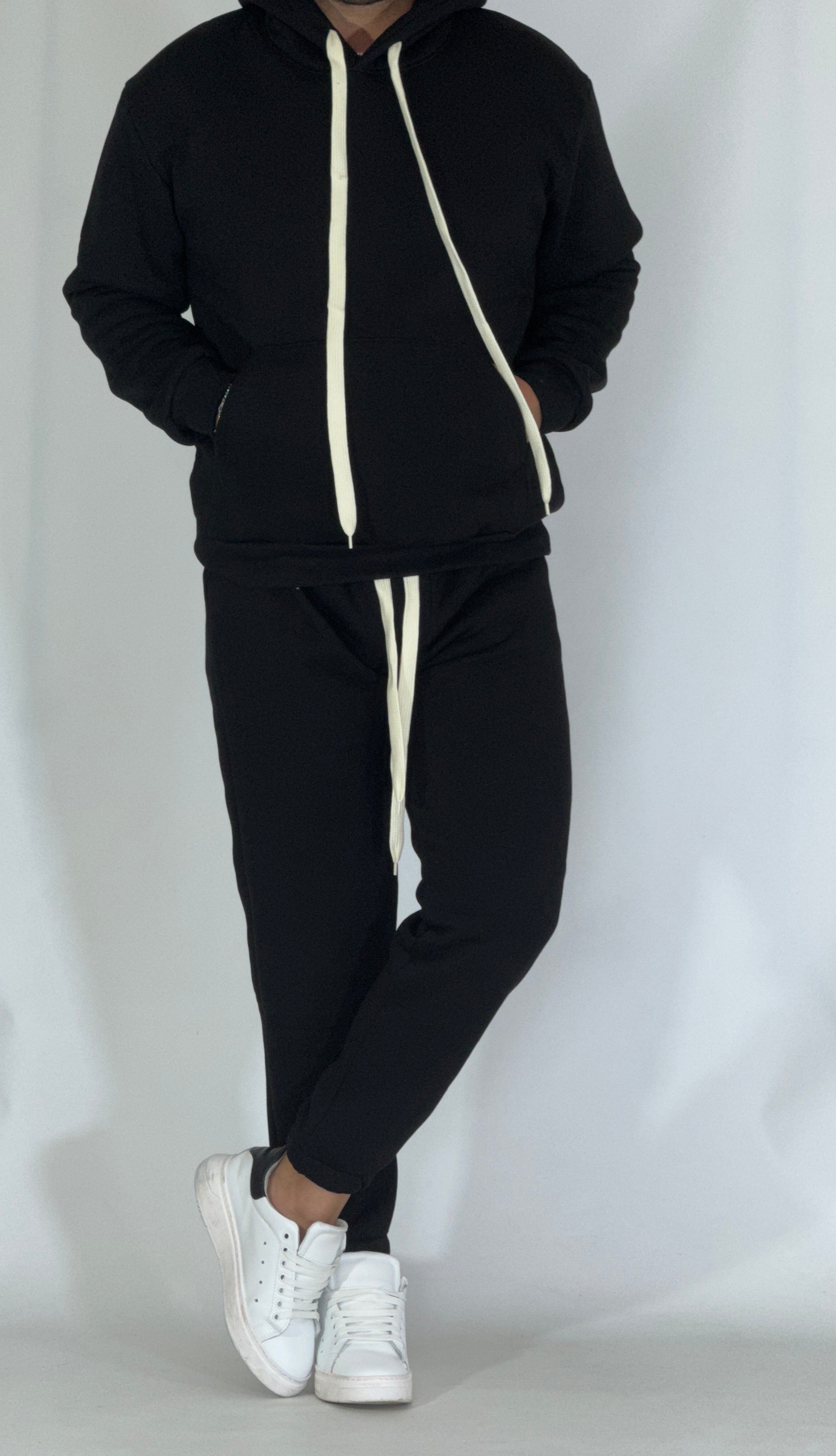 Completo tuta felpato nero AD001-2