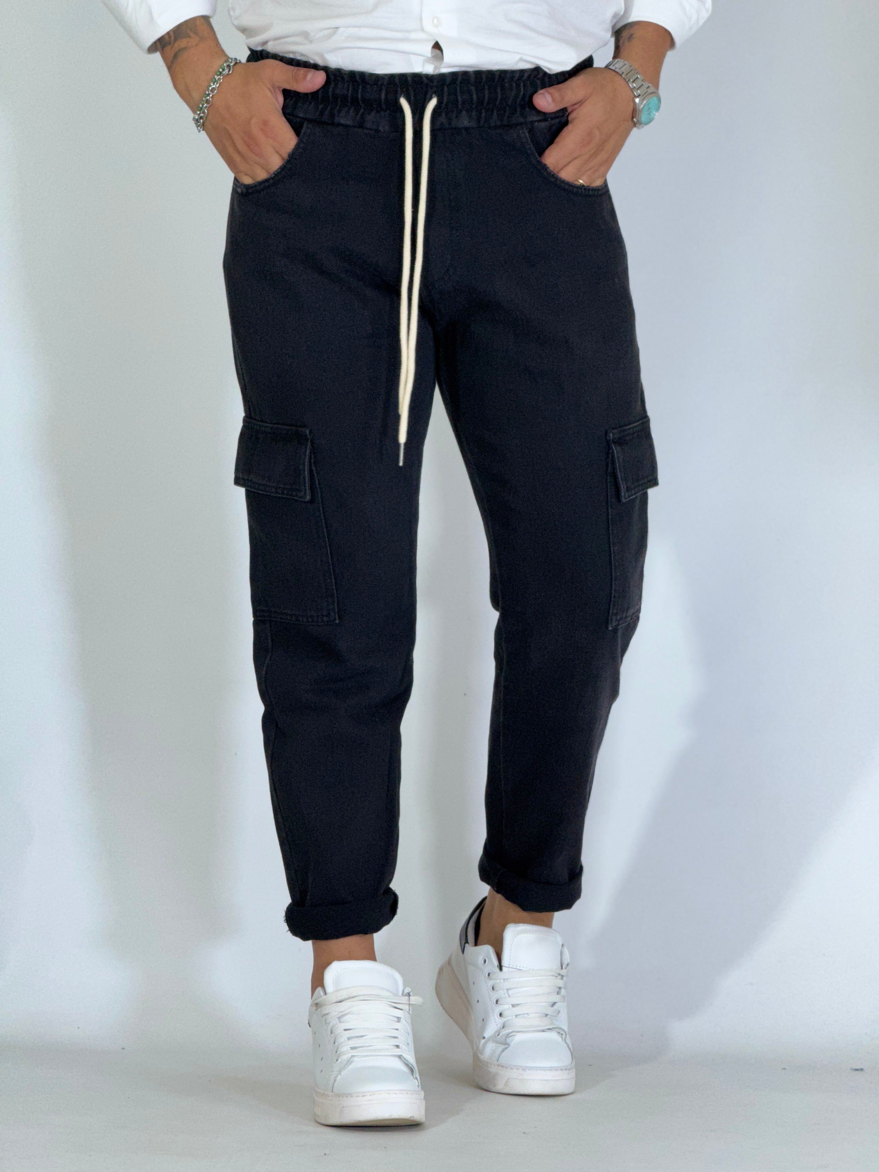 Pantalaccio con tasconi nero PMNL01-10-08