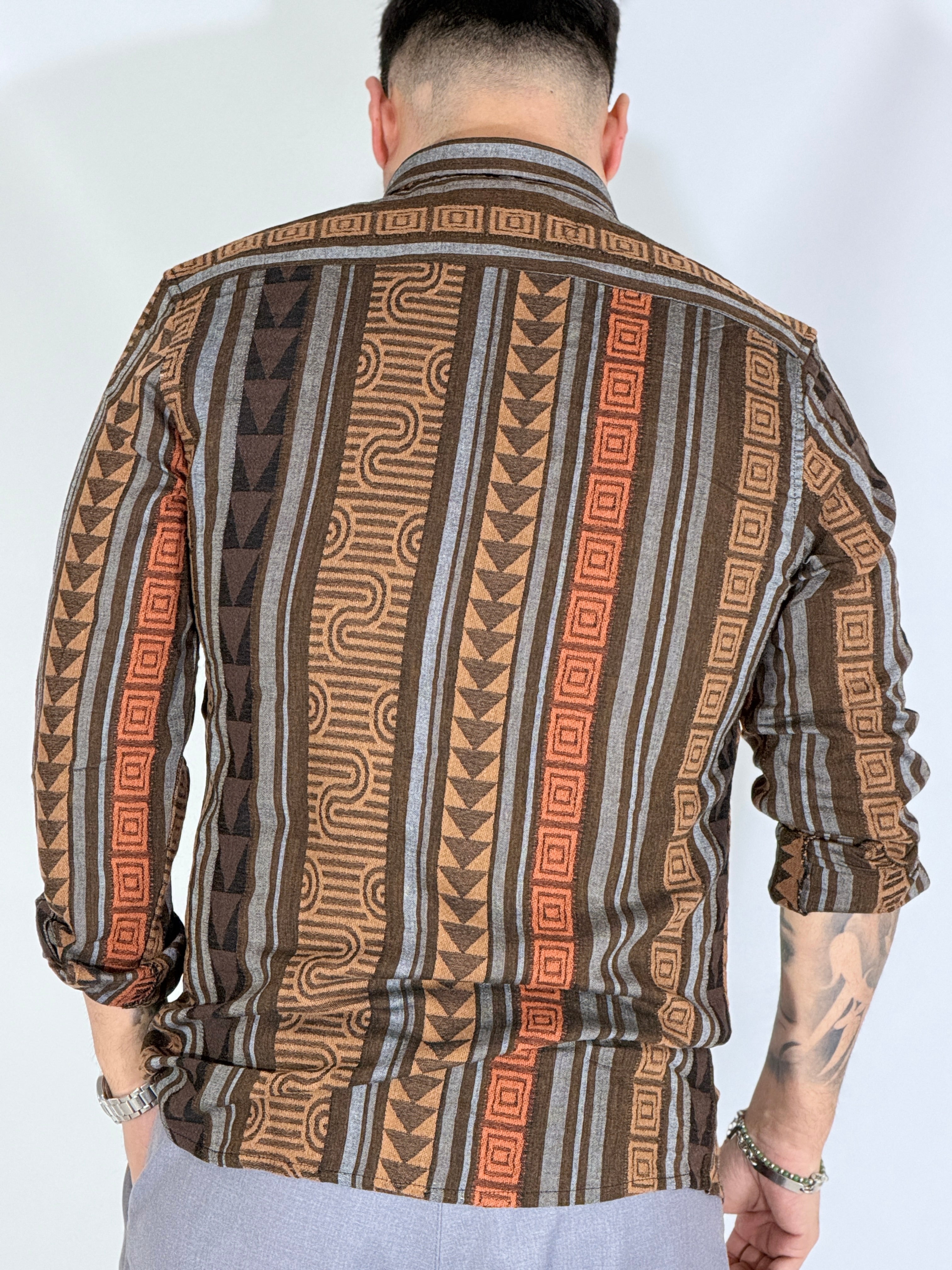 Camicia ricamata brown LIME