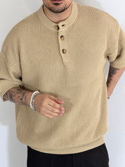 T-shirt serafino a costine beige VIP972A