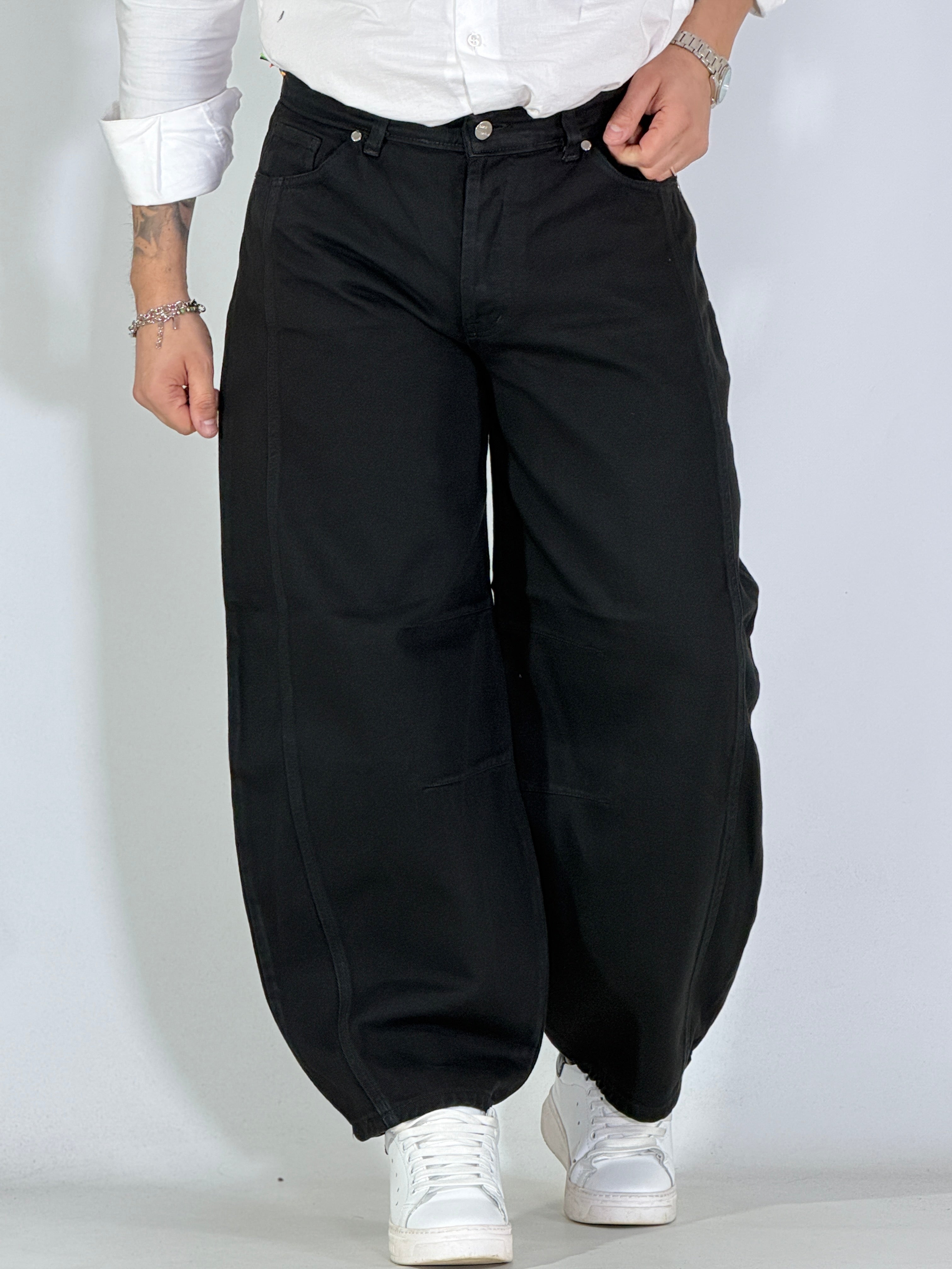 Pantalone nero balloon cotone