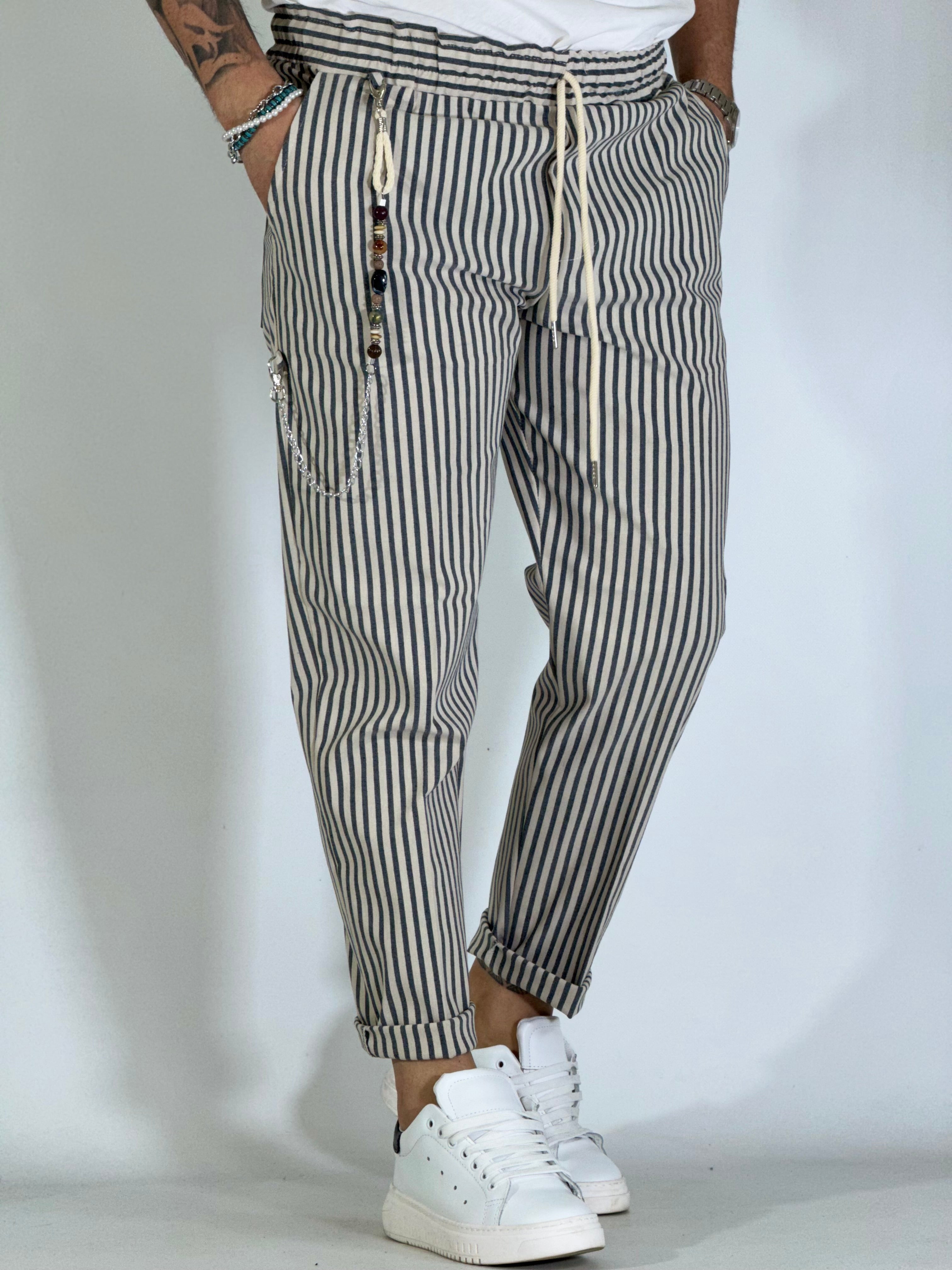 Pantalaccio rigato blu BK25005