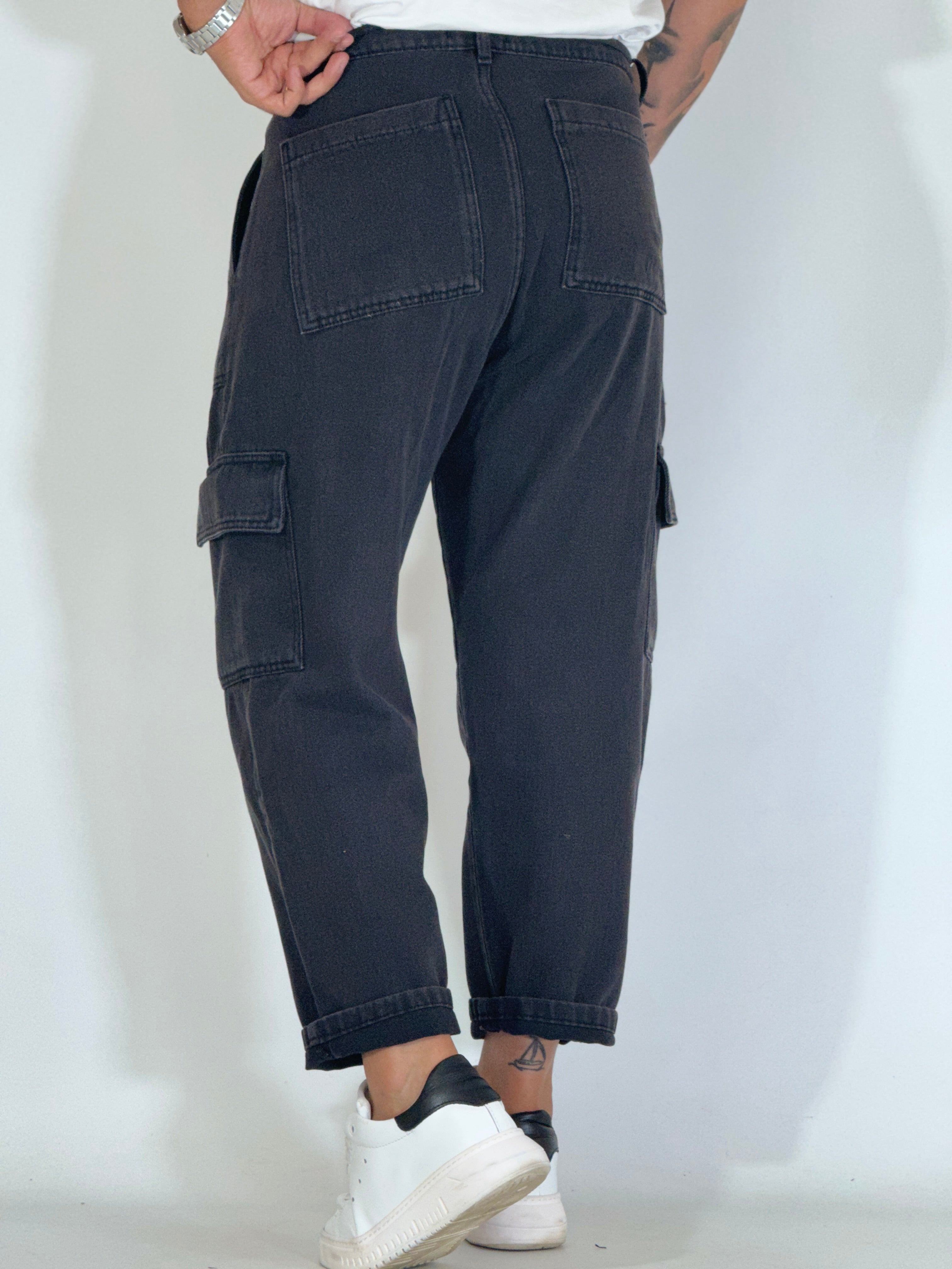Pantalone japan cargo nero fumè WORK09-08