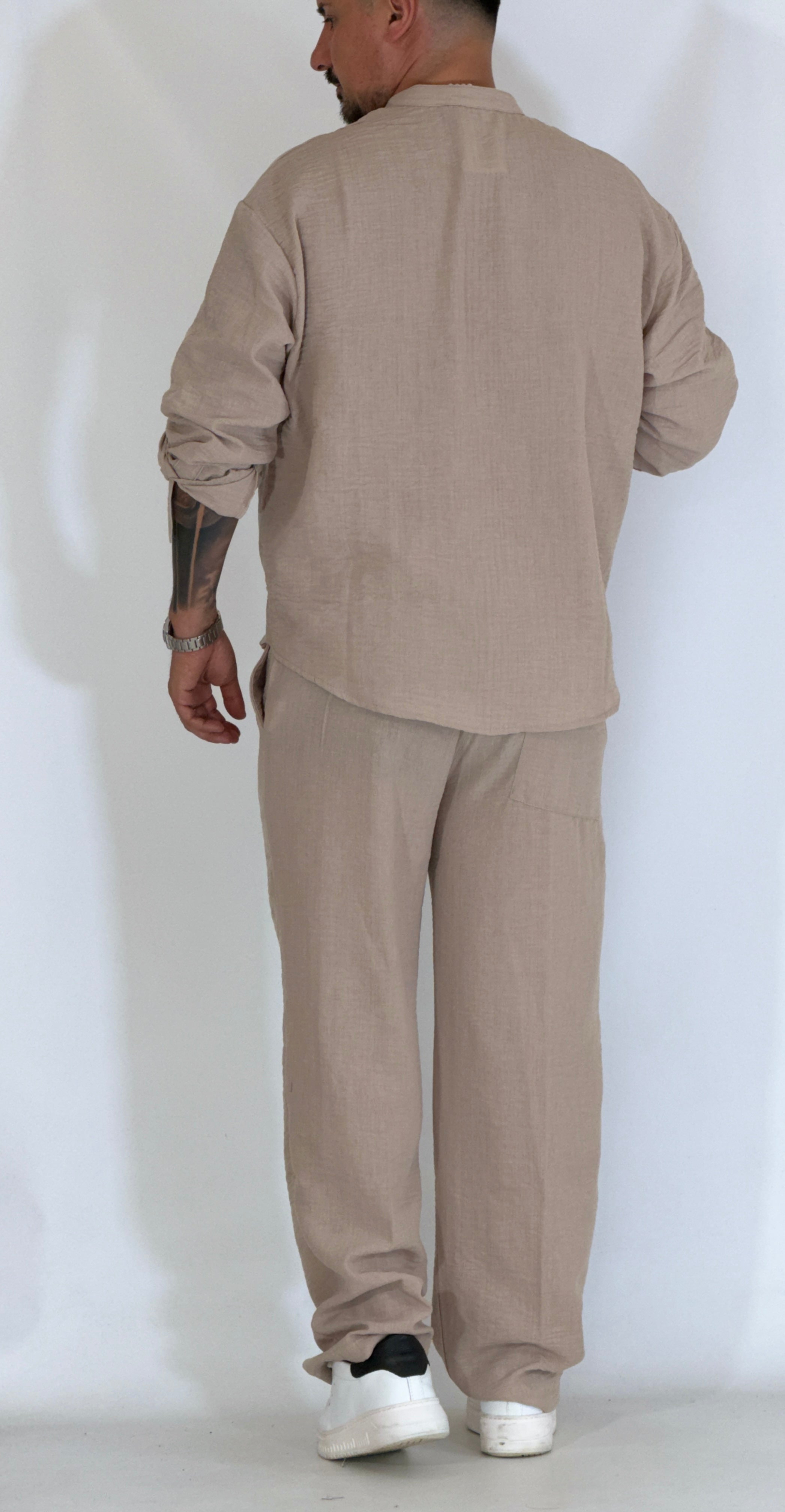 Breeze • Coordinato palazzo drappeggiato beige