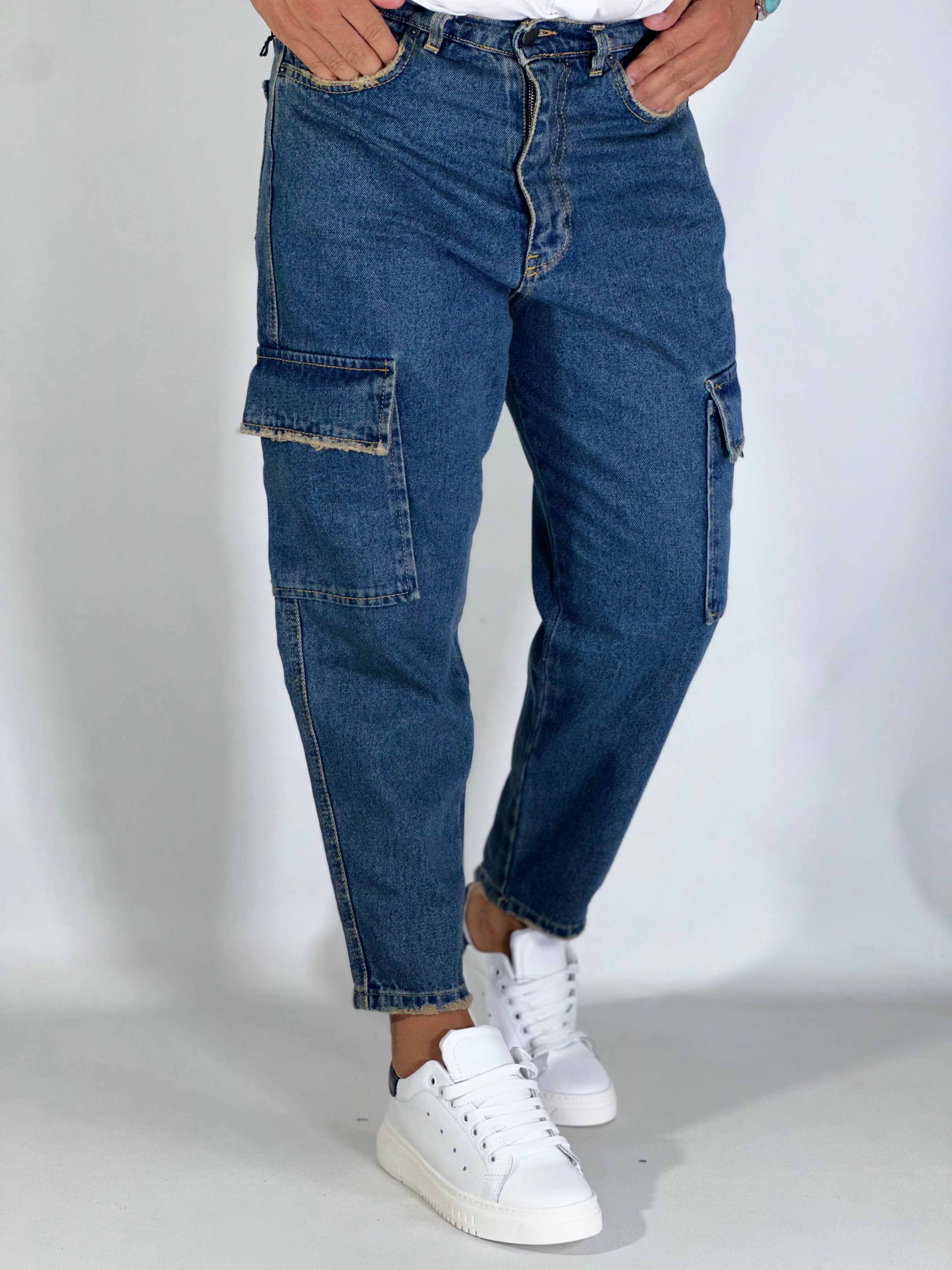 Jeans loose fit cargo sabbiato GA/0125