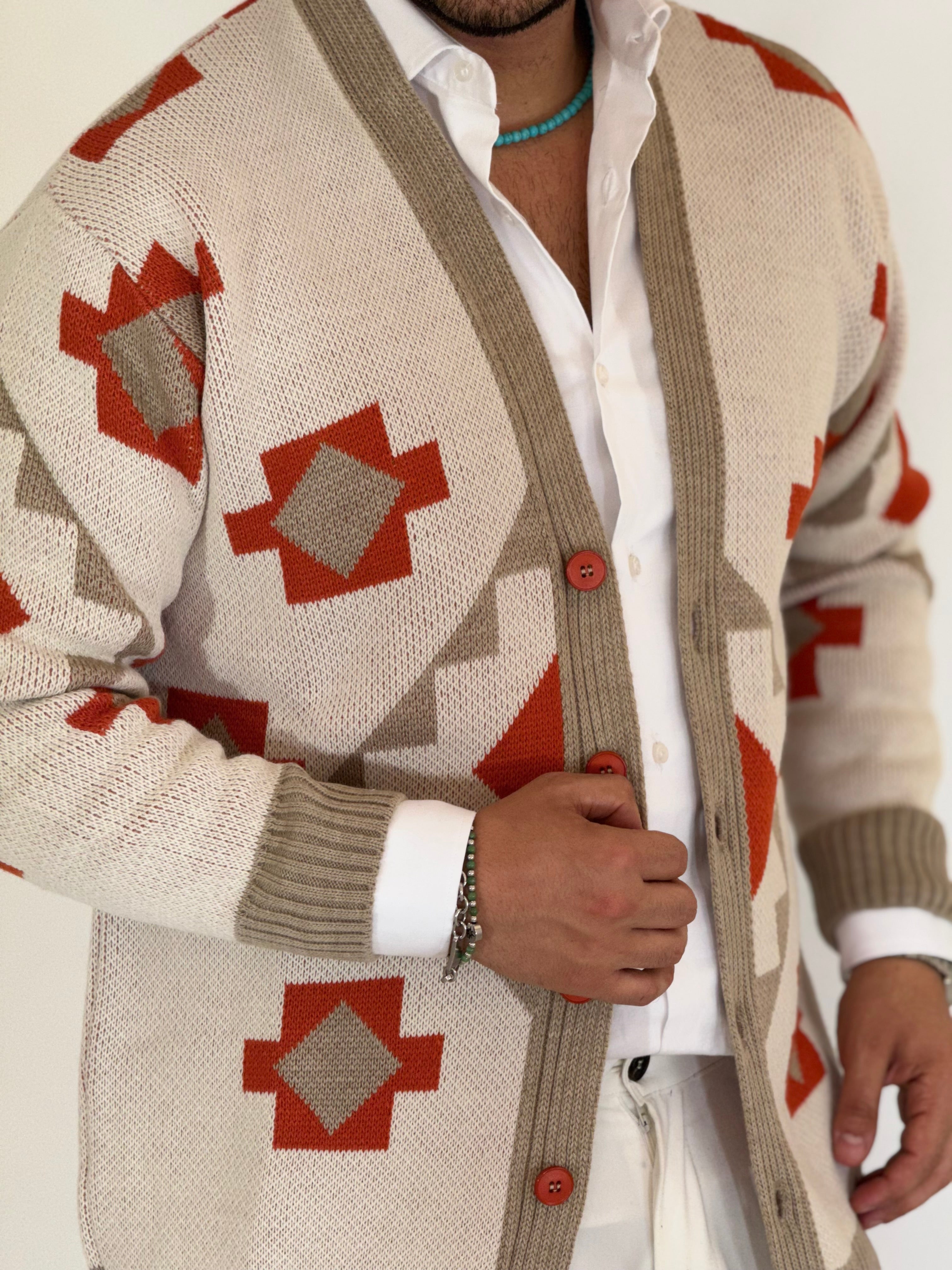Cardigan azteco avorio BPK2508