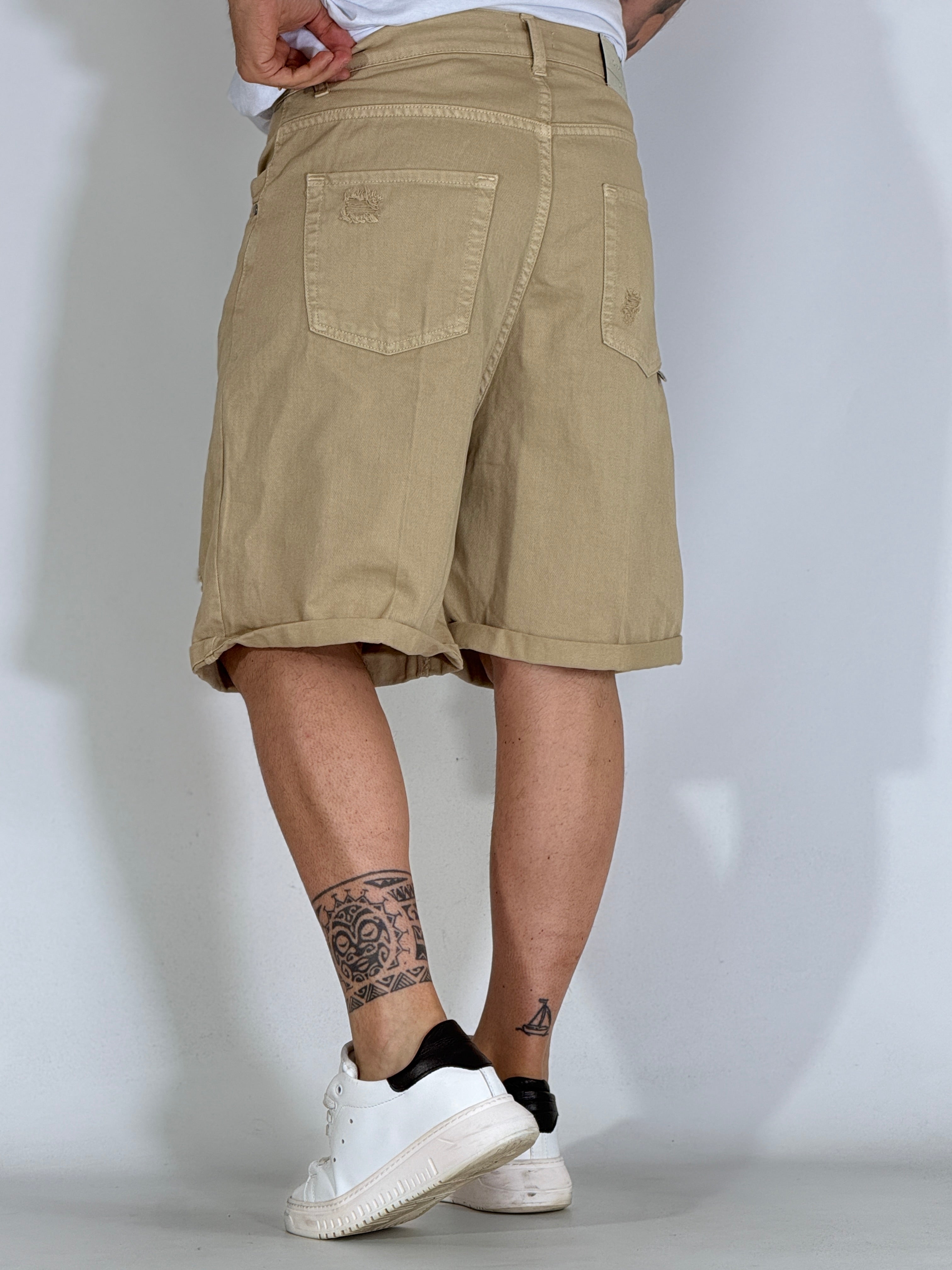 Bermuda jeans loose fit beige RICCIONE