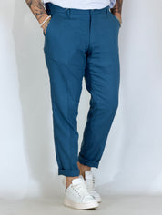 Pantalone in lino petrolio MAPPAMONDO