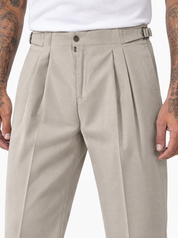 PONCHO Pantalone vita alta con fibbie beige