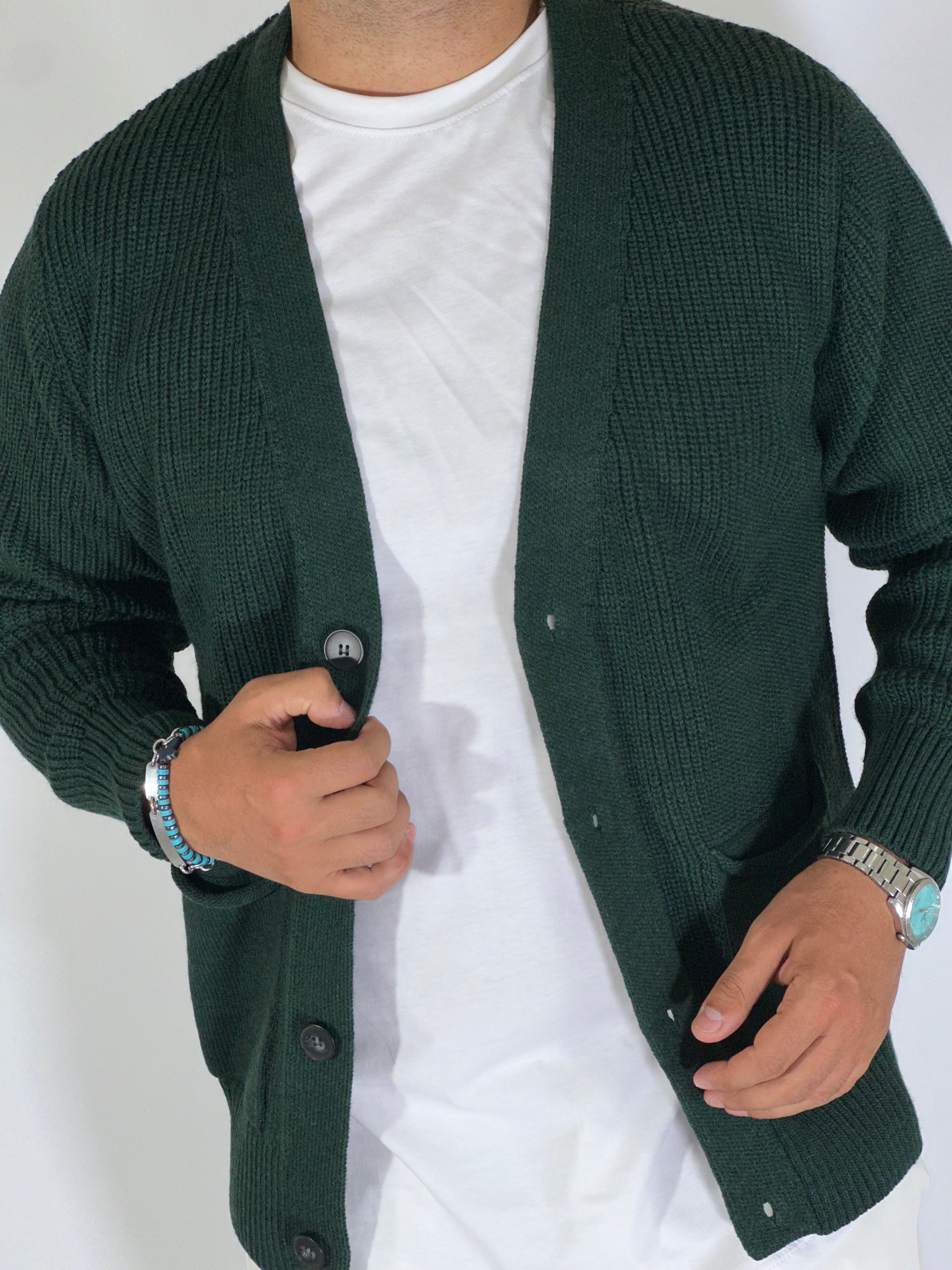 Cardigan con tasche verde g. PHC/019