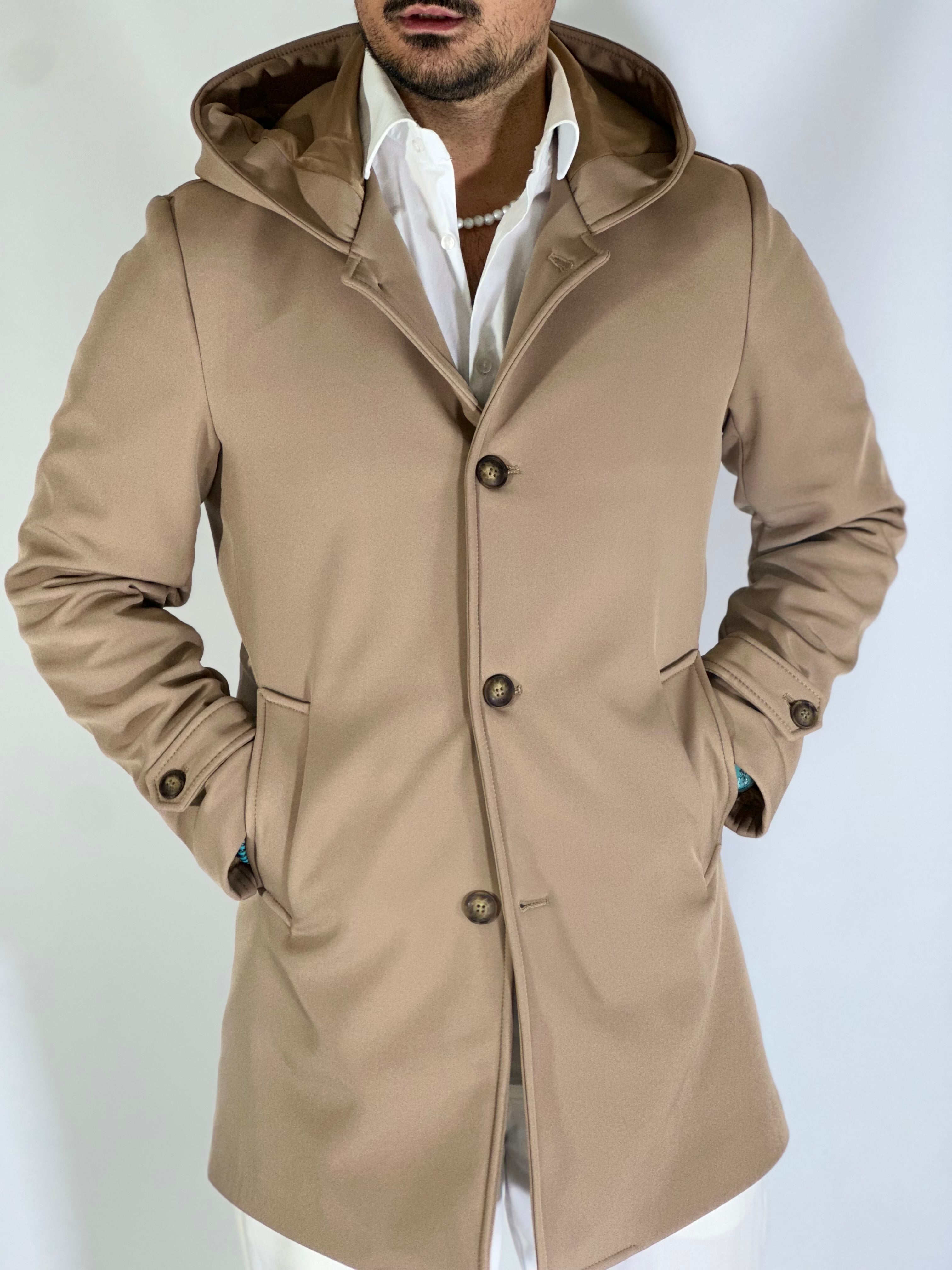 Trench con cappuccio beige DRAGON/520