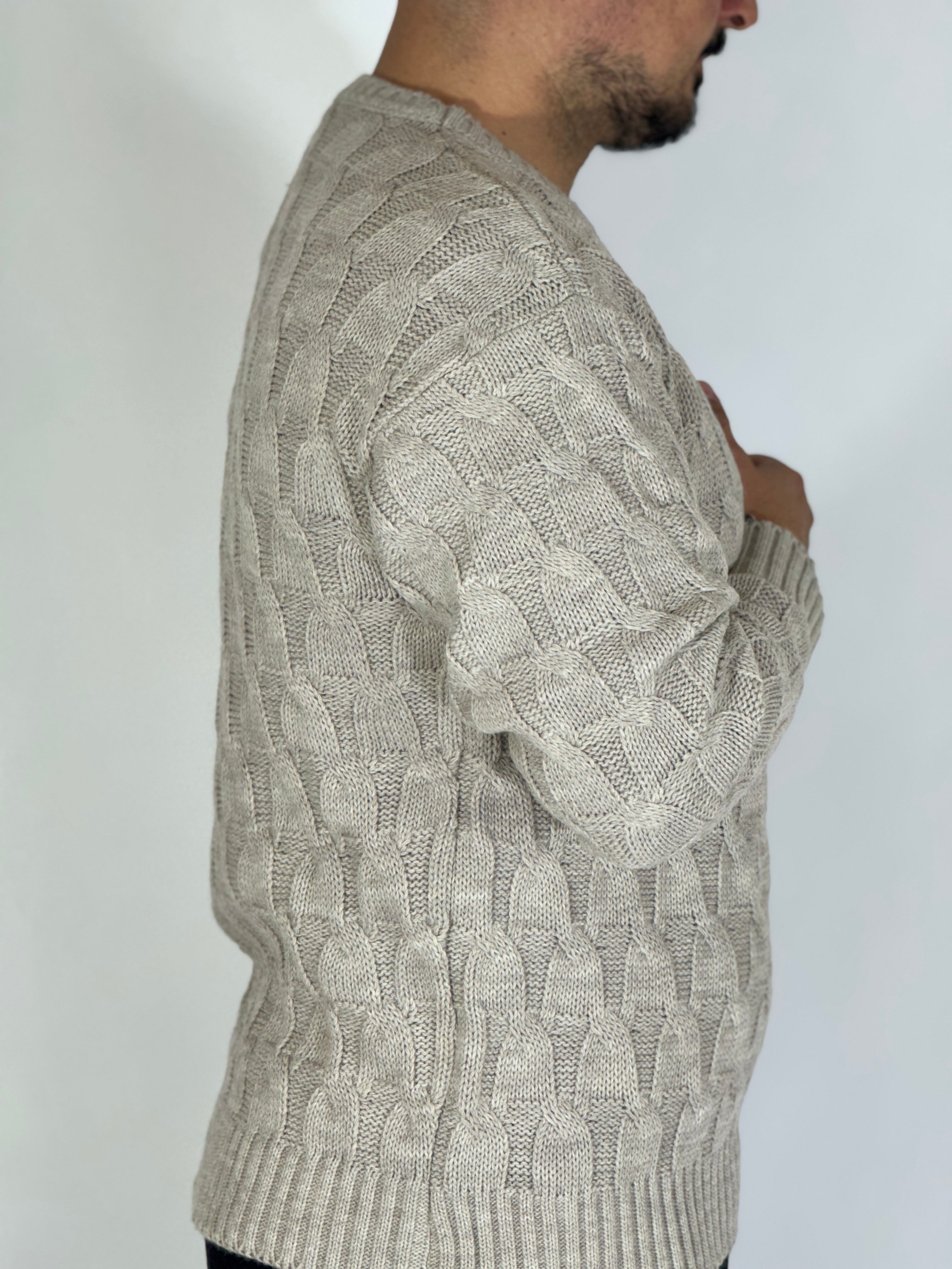 Maglia con trecce beige BK77006