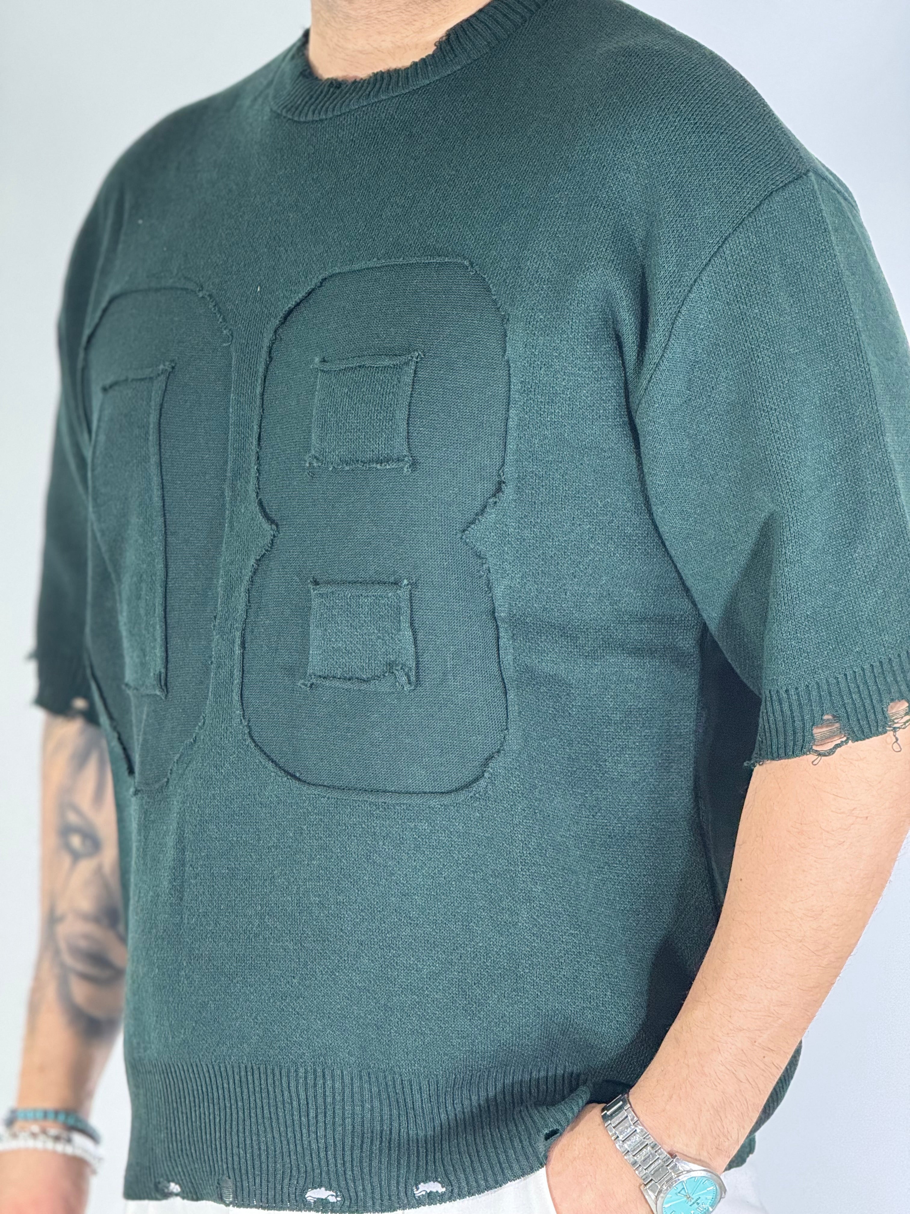 T-shirt 08 over sfrangiata verde Z654