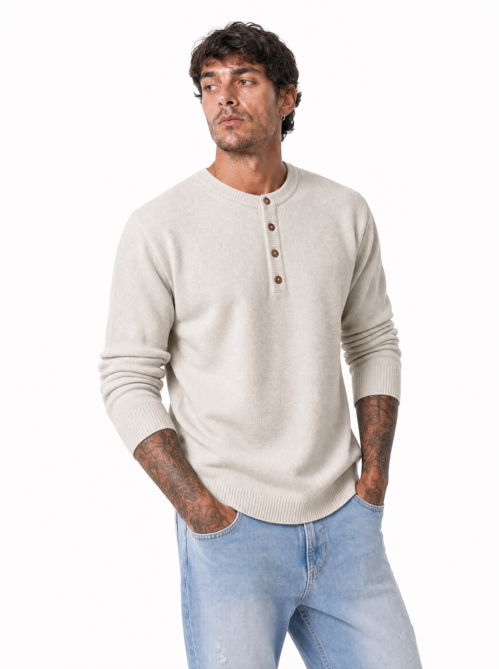 Maglia serafino panna AD25944/2
