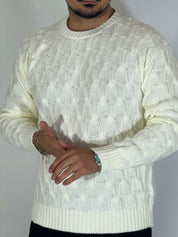 Maglia con trecce panna BK77006