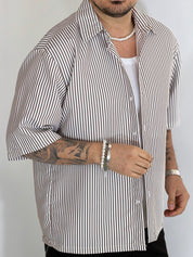 Camicia cropped rigata moro CAM7758