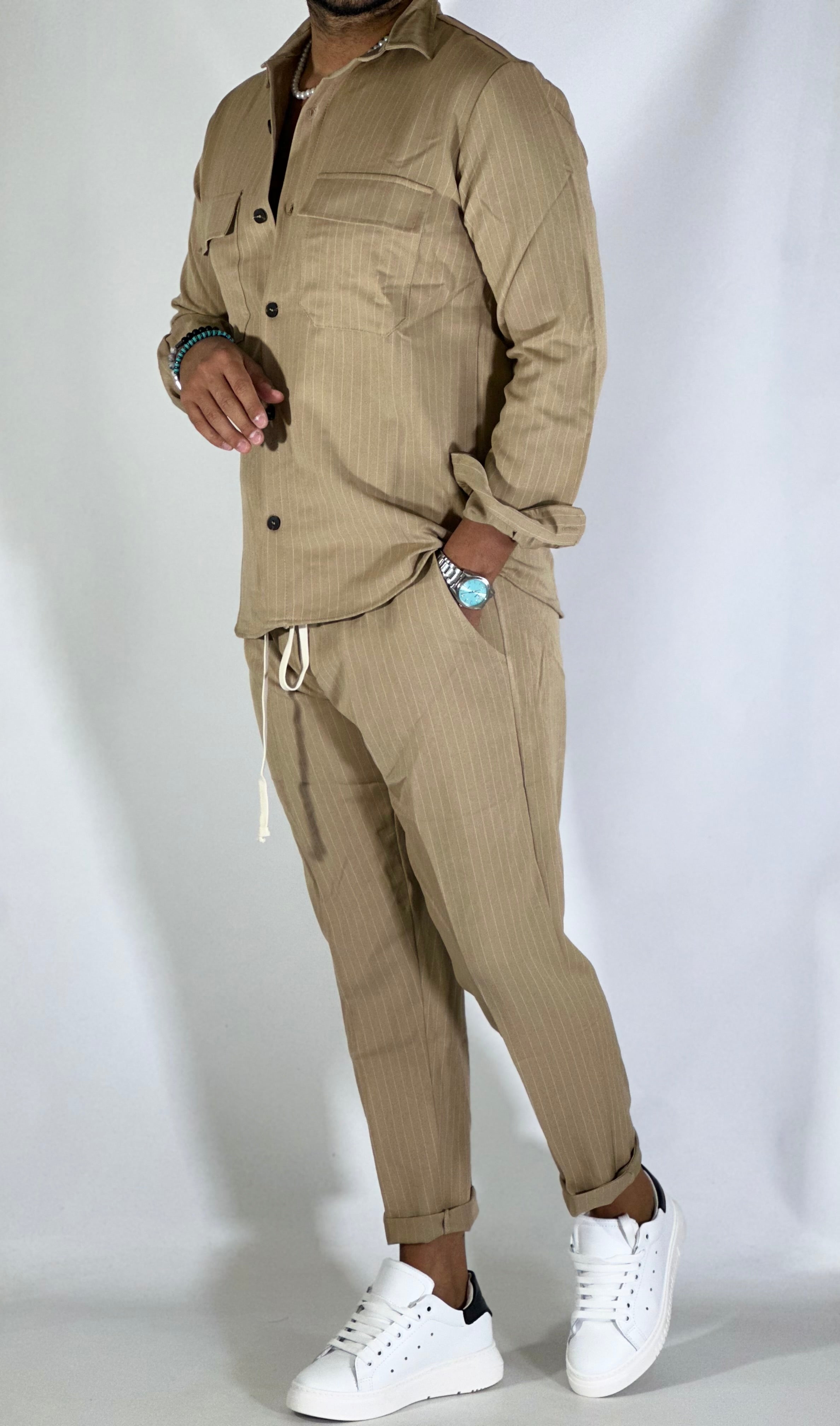 Coordinato casual gessato beige VNR1/R2