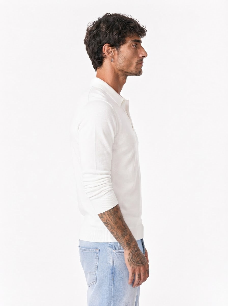Polo manica lunga bianca BK8501