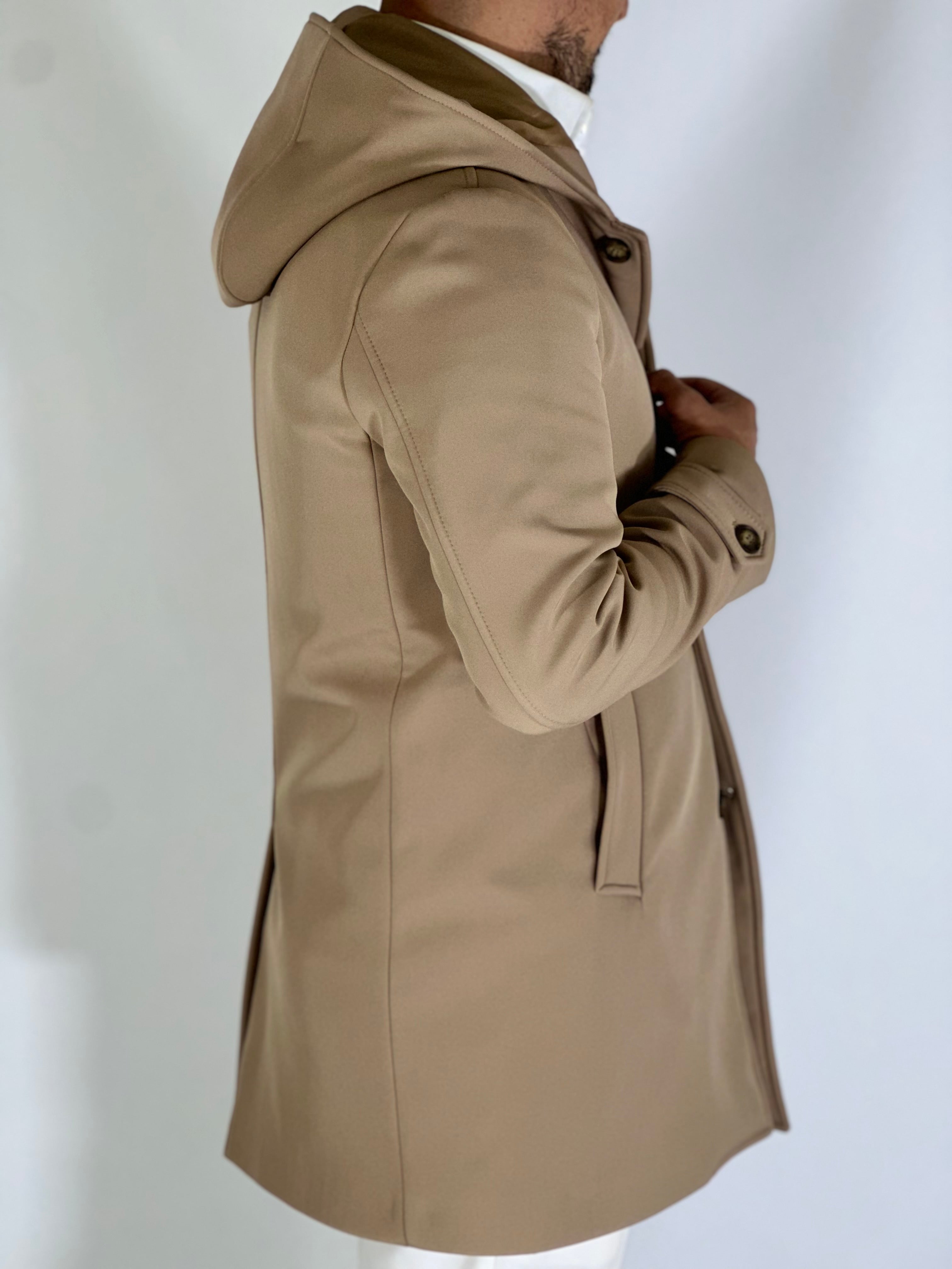 Trench con cappuccio beige DRAGON/520